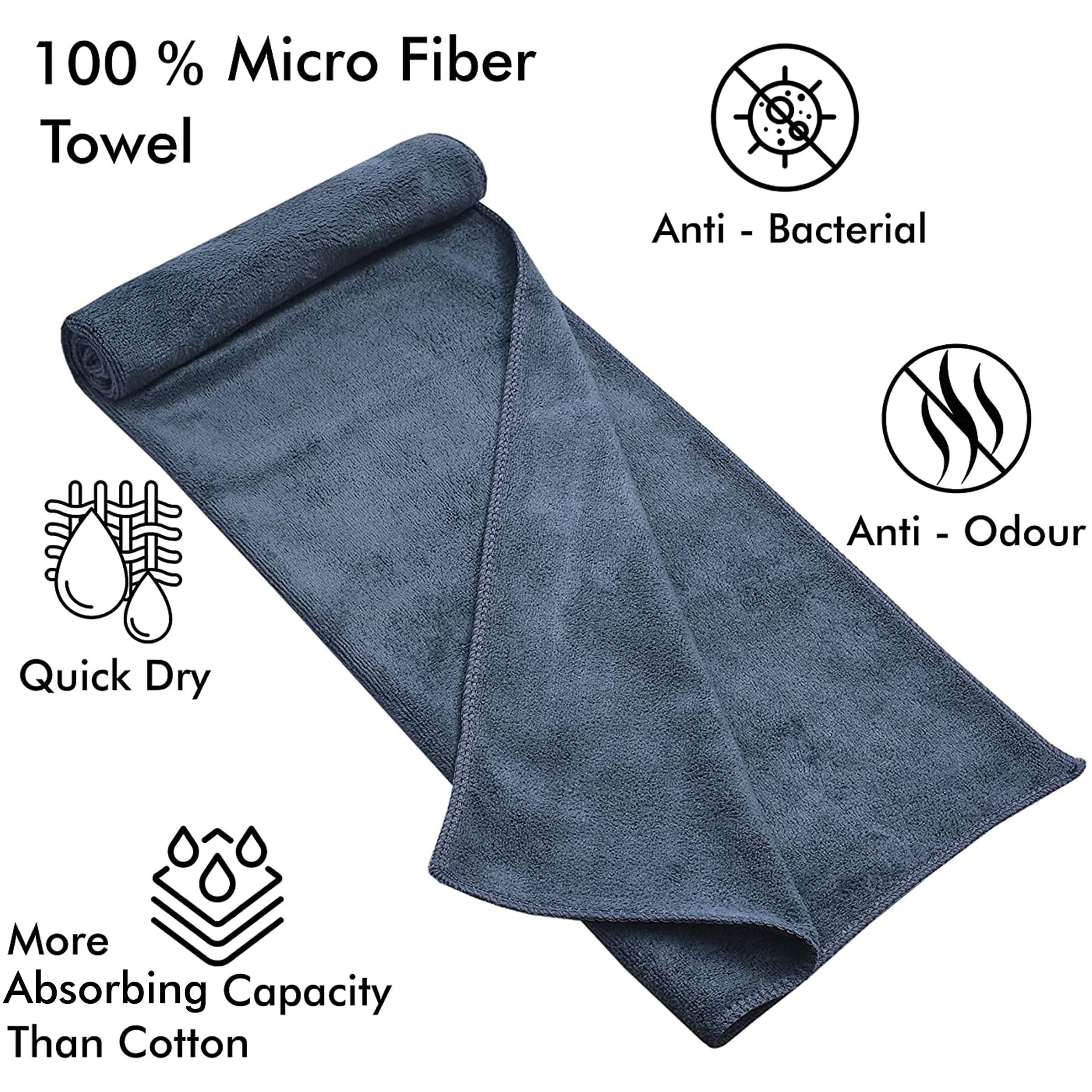 Yellow Weaves Super Soft Microfiber Hand Towels, Gym & Workout Towels 400 GSM, Pack of 1, Grey