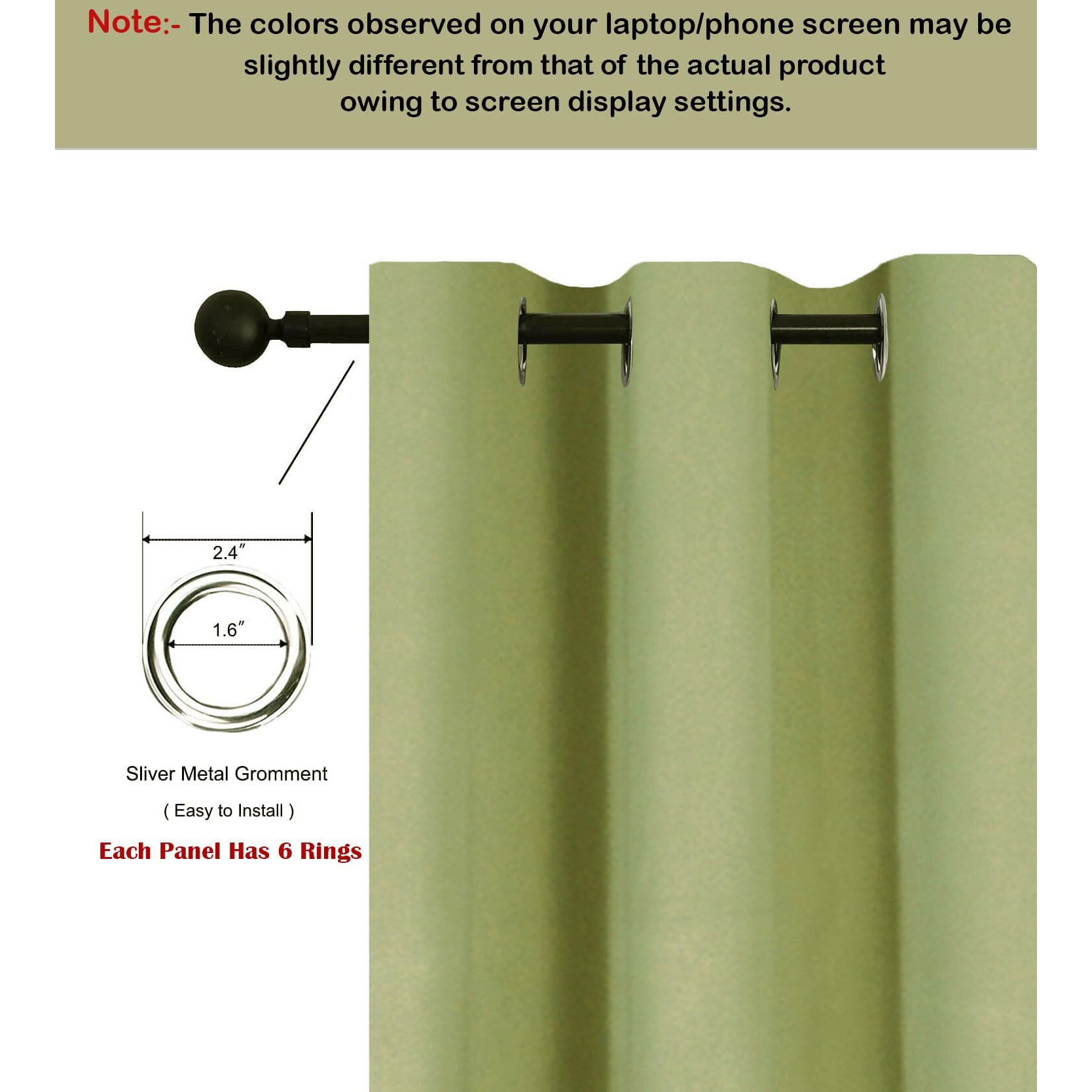HOMEMONDE 71% Room Darkening Blackout Window Curtains 5 Feet - Thermal Insulated, Noise Reduced, Heavy Curtain, Set of 2, Avacado Green (60 Inches)