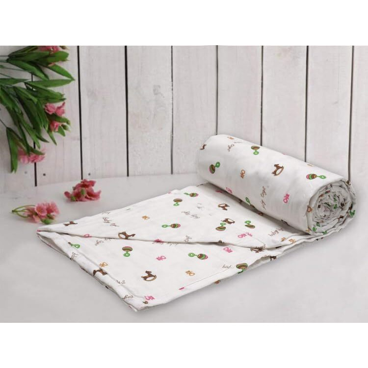 Trance Home Linen Pure Cotton Reversible Dohar Double Bed Size | AC Blanket Comforter | Soft Light-Weight Bed Blanket (84 x 88 inch, Toys, Pack of 1)