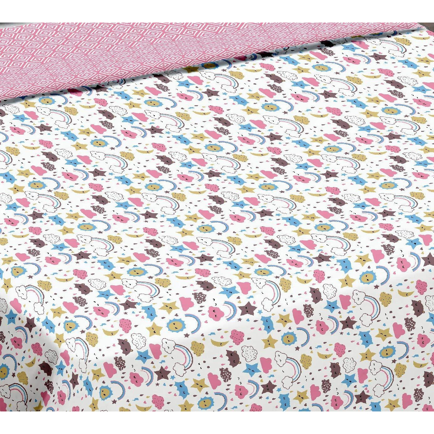 Trance Home Linen Pure Cotton Reversible Dohar Double Bed Size | AC Blanket Comforter | Soft Light-Weight Bed Blanket (84 x 88 inch,Pack of 1, Summer Dreams Pink)