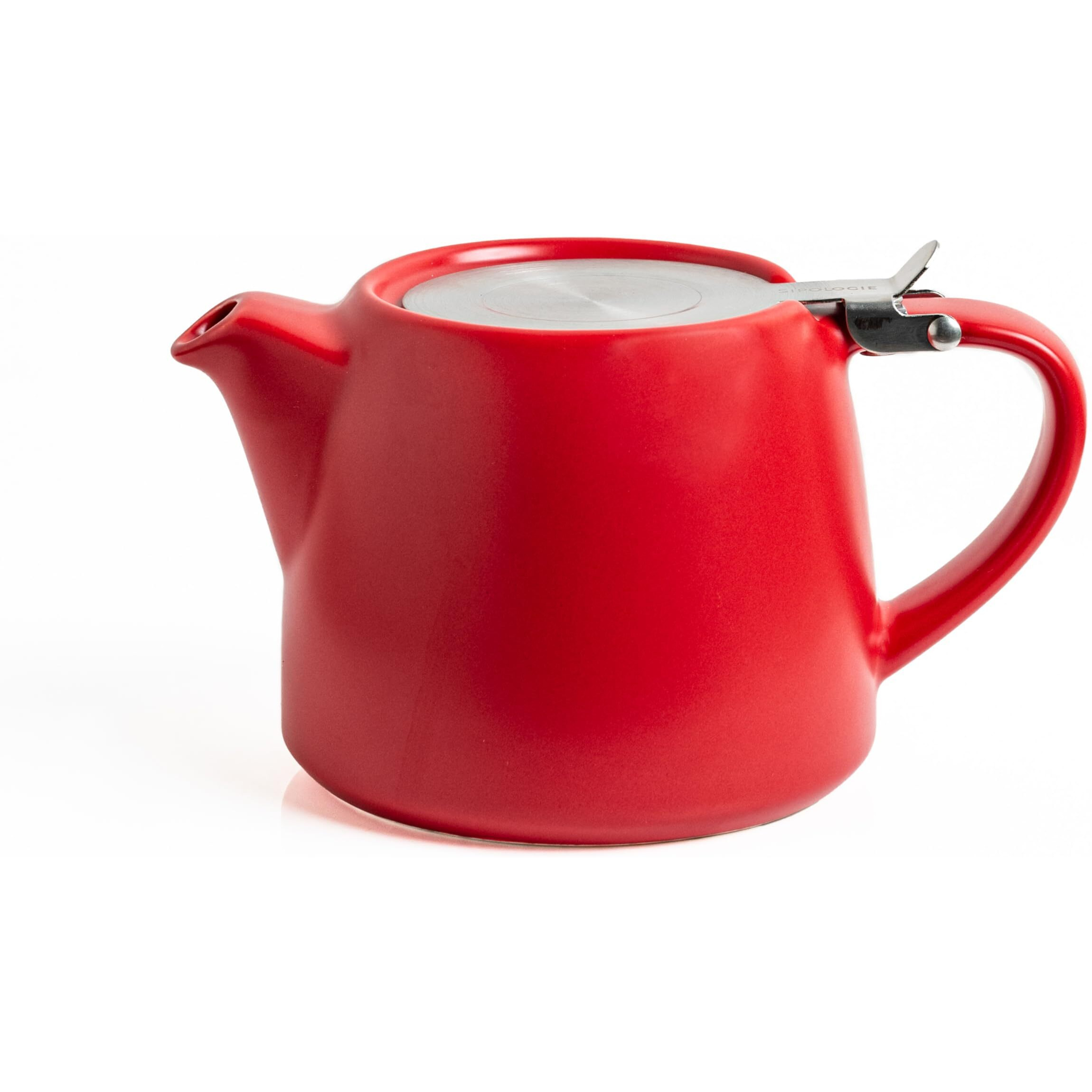 Glenburn Tea Direct Ceramic Teapot with Infuser  Perfect Loose-leaf, Flowery, Herbal, Green Tea Maker  High Fired, Finely Glazed Ceramic Tea Pot with Fine Mesh Stainless-Steel Infuser, Red, 400ml
