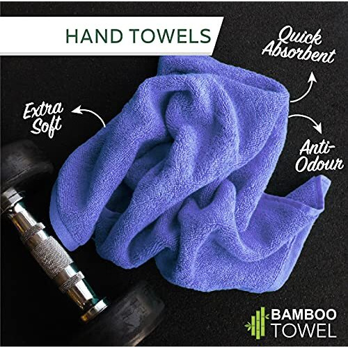 HEELIUM Bamboo Hand Towel | Ultra Absorbent & Anti-bacterial | 3X Softer than Cotton Towels | 65 X 40 cm - 600 GSM | Pack of 2 - Iris, Teal