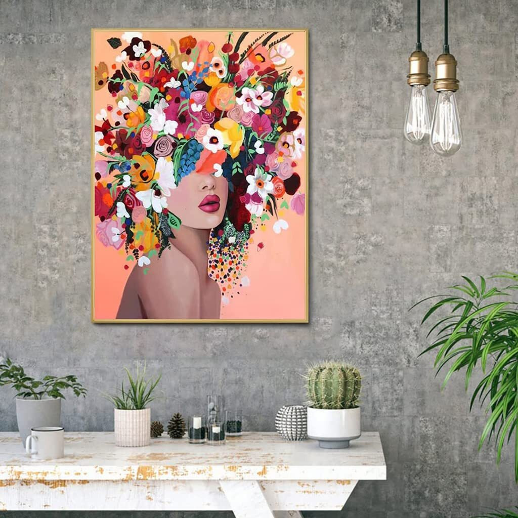 HASTHIP Diamond Painting Kit for Adults & Kids, 12x16inch DIY Canvas Flowers Painting Kits, Very Suitable for Home Leisure and Wall Decoration, Gift for Kids and Adults