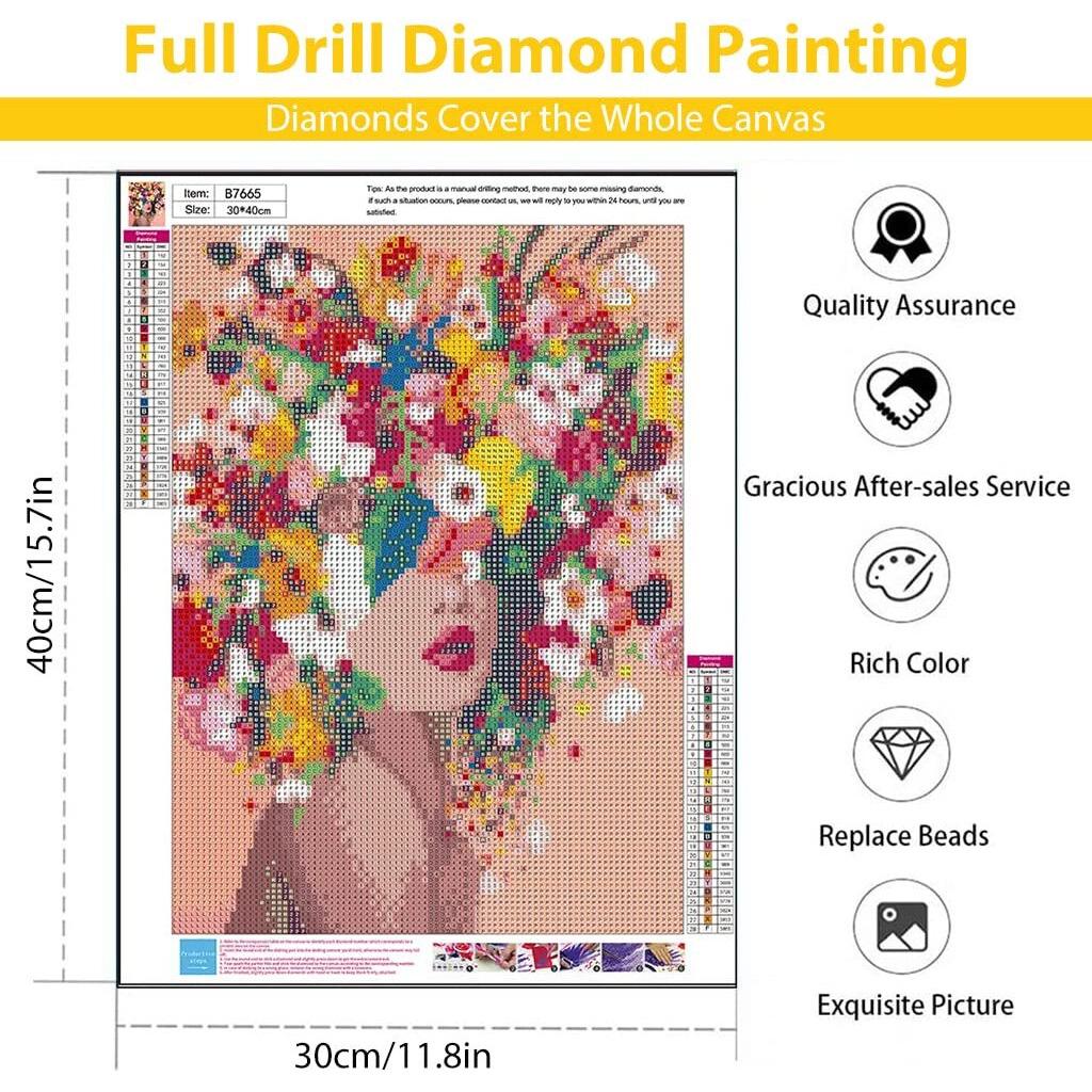 HASTHIP Diamond Painting Kit for Adults & Kids, 12x16inch DIY Canvas Flowers Painting Kits, Very Suitable for Home Leisure and Wall Decoration, Gift for Kids and Adults
