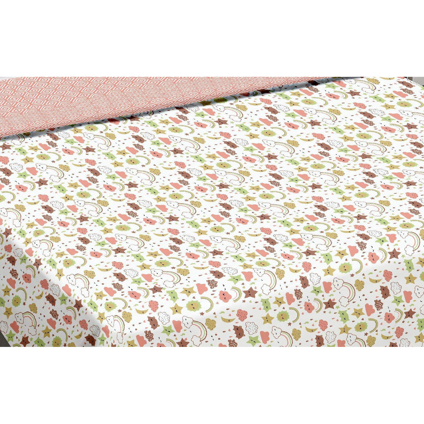 Trance Home Linen Pure Cotton Reversible Dohar Single Bed Size | AC Blanket Comforter | Soft Light-Weight Bed Blanket (56 x 88 inch, Summer Dreams Peach, Pack of 1)