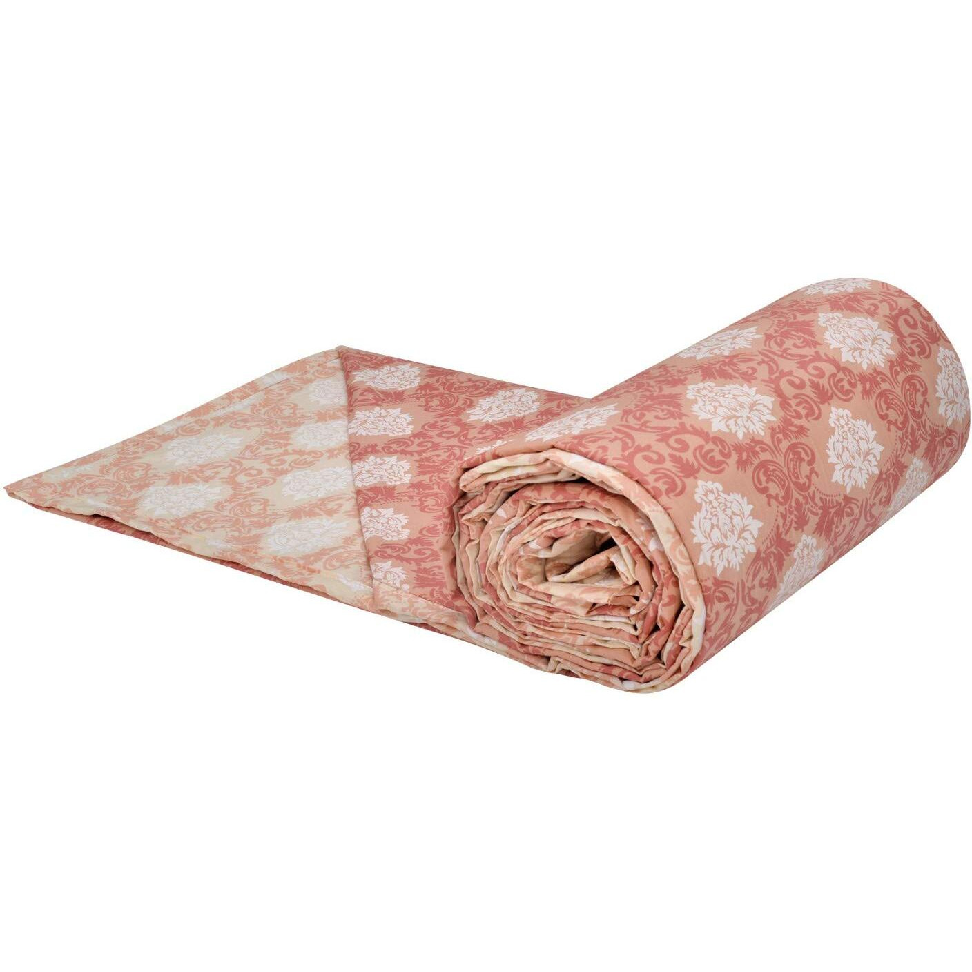 Trance Home Linen Pure Cotton Reversible Dohar Single Bed Size | AC Blanket Comforter | Soft Light-Weight Bed Blanket (56 x 88 inch, Royale Peach Cream Reversible, Pack of 1)