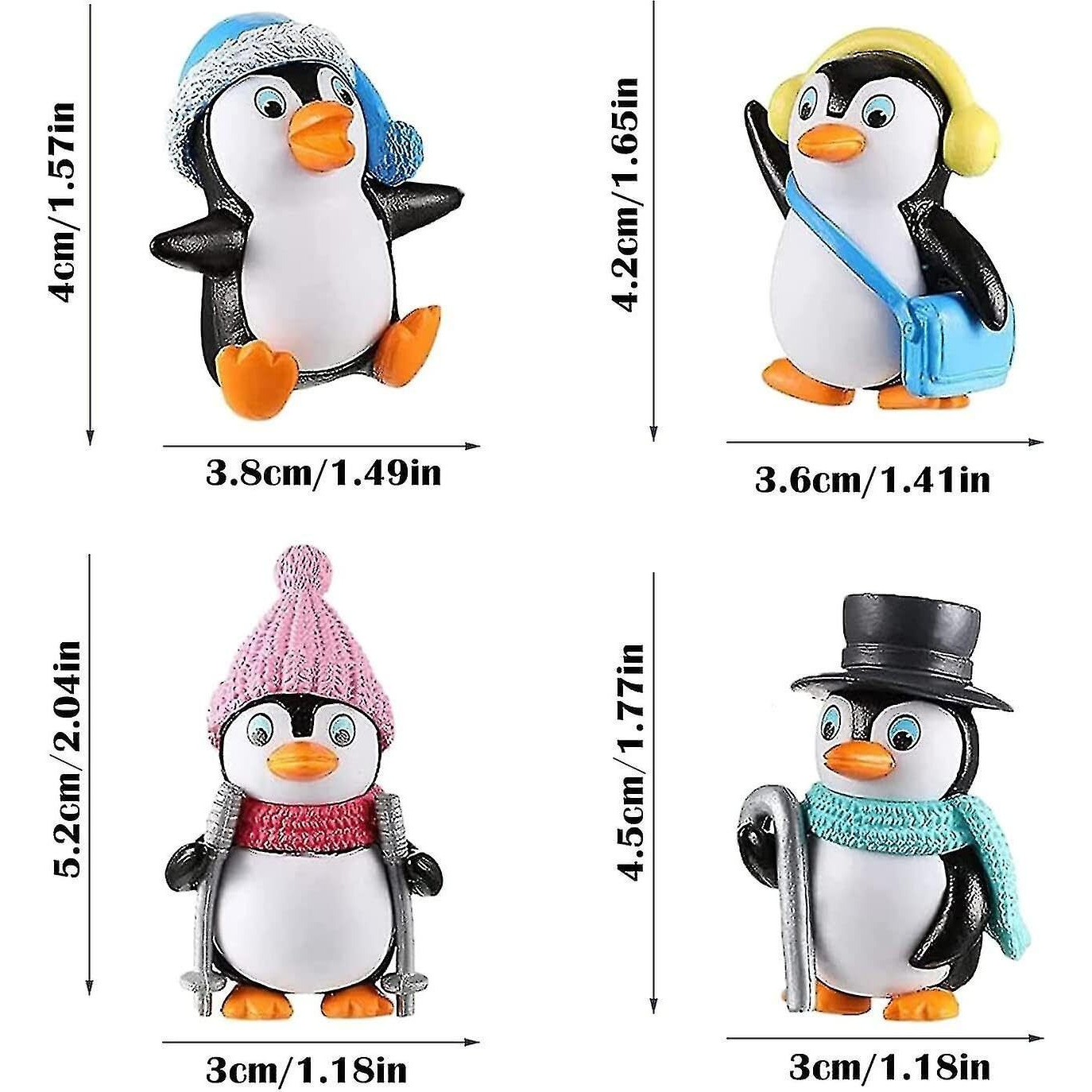 SATYAM KRAFT 1 Set Cute Penguin Figurines Miniature Multiuse as Decorations, Cake Topper, miniature, Rakshabandhan, Showpieces, Table Topper, Gift Item (1 Set, Multicolor) (Model 3) (Poly-Resin)