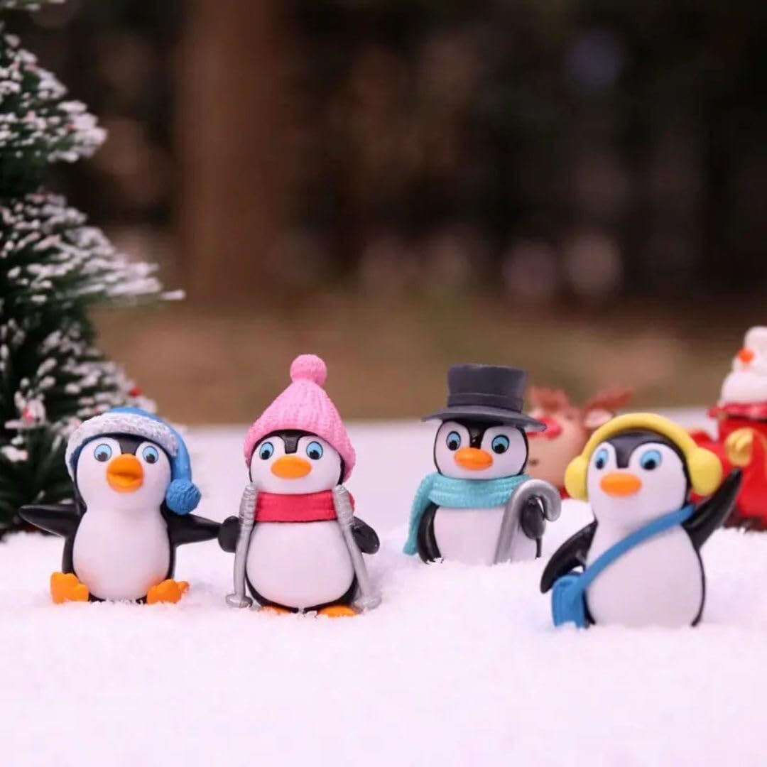 SATYAM KRAFT 1 Set Cute Penguin Figurines Miniature Multiuse as Decorations, Cake Topper, miniature, Rakshabandhan, Showpieces, Table Topper, Gift Item (1 Set, Multicolor) (Model 3) (Poly-Resin)
