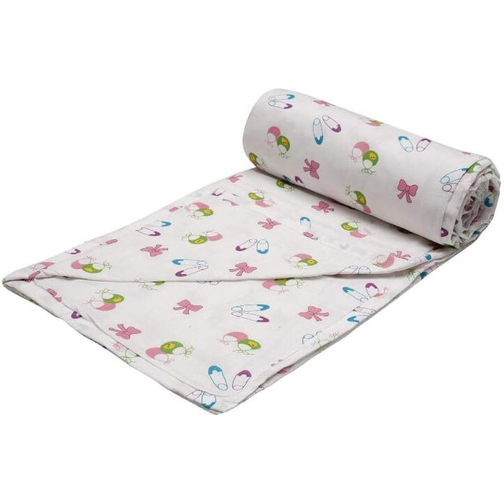 Trance Home Linen Pure Cotton Reversible Dohar Single Bed Size | AC Blanket Comforter | Soft Light-Weight Bed Blanket (56 x 88 inch, Pins & Bow, Pack of 1)
