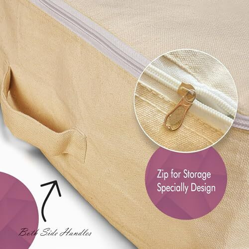 HOLLO Cotton Saree Bags Saree Storage Bags With Zip Cover Lehenga Covers With Zip Saree Organizer For Women Dresses, Sarees, Lehengas for Wardrobe Organizer(17 x 14 x 7 Inch) (PACK OF 1)