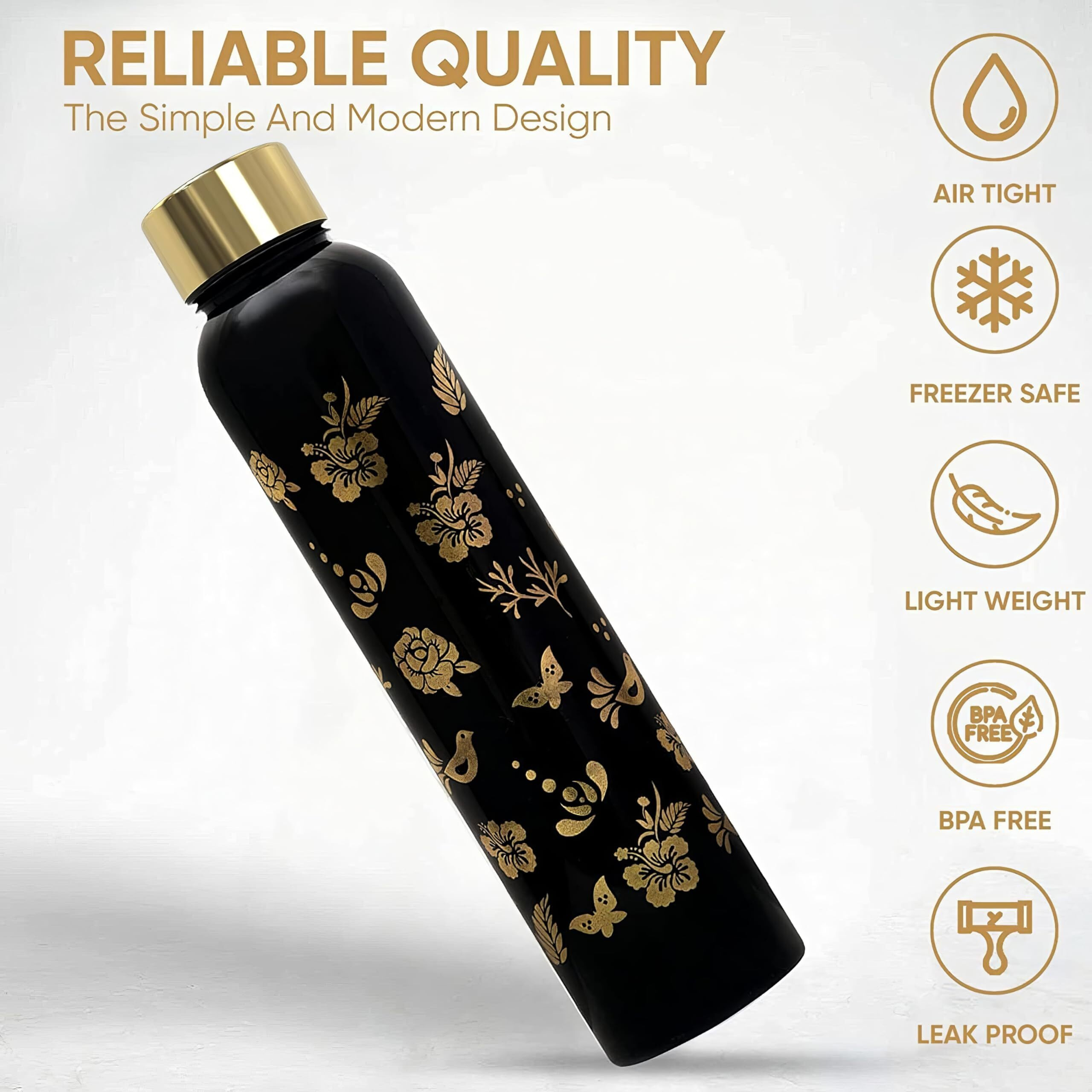 KWER Plastic 1-Litre Water Bottle For Office And Home Use-Stay Hydrated All Day With This Versatile Water Bottle For Home And Stylish Bottles 1 Litre (Pack Of 6, Black)