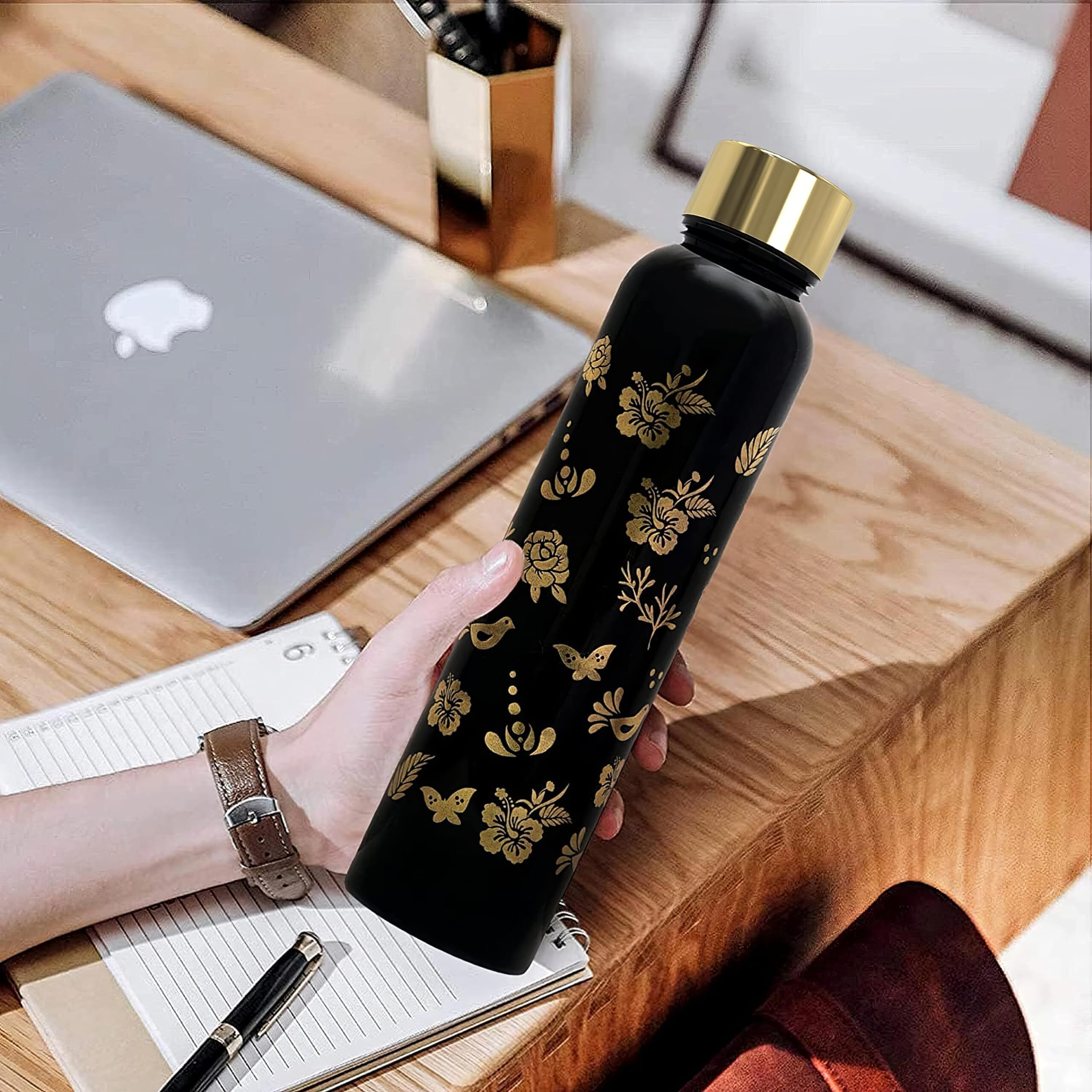 KWER Plastic 1-Litre Water Bottle For Office And Home Use-Stay Hydrated All Day With This Versatile Water Bottle For Home And Stylish Bottles 1 Litre (Pack Of 6, Black)