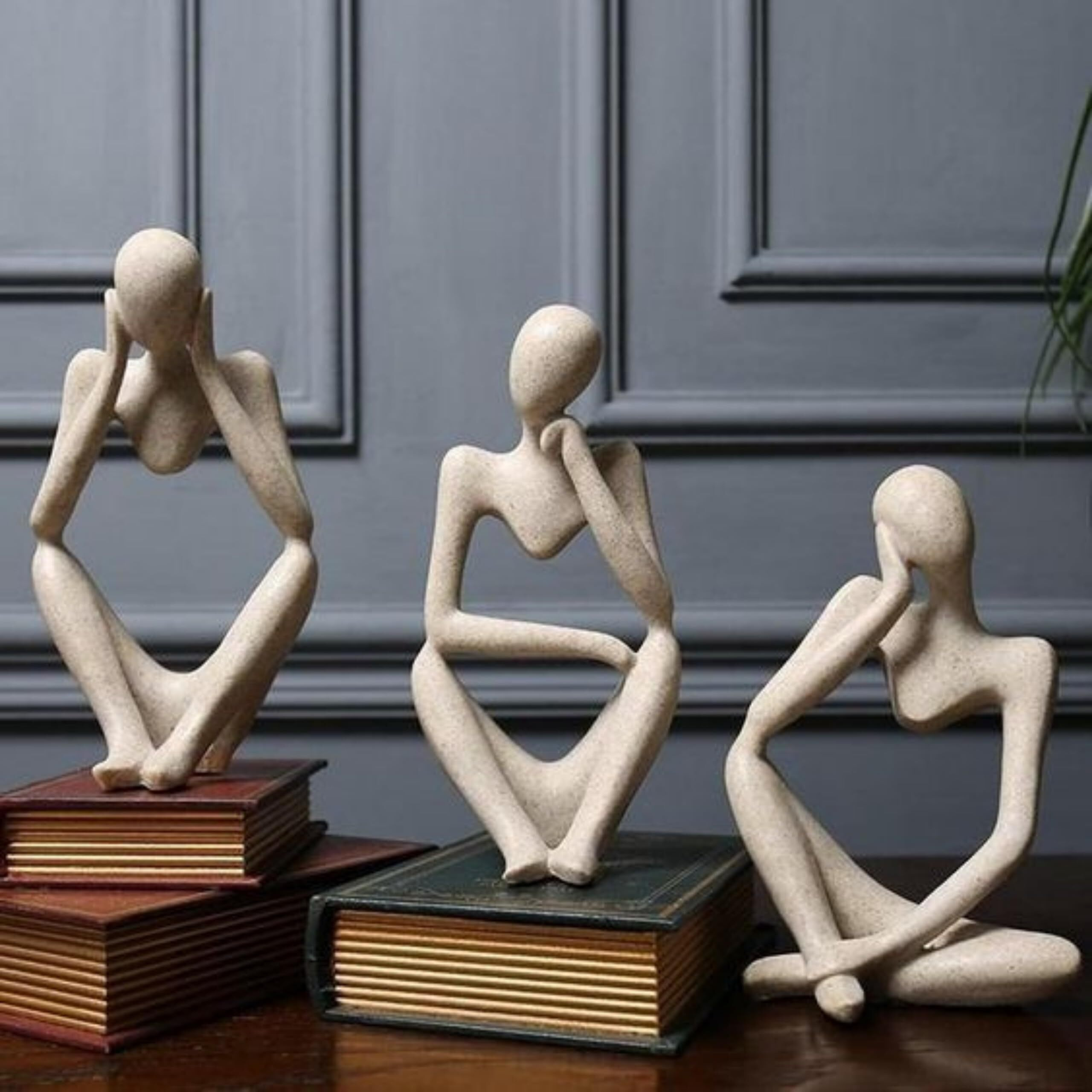 Mariners Creation Premium Home Decor showpiece- Set of Three Modern Art Thinker showpiece for Living Room | Home Decor Items | House Warming Gift 9x6x12.5cm