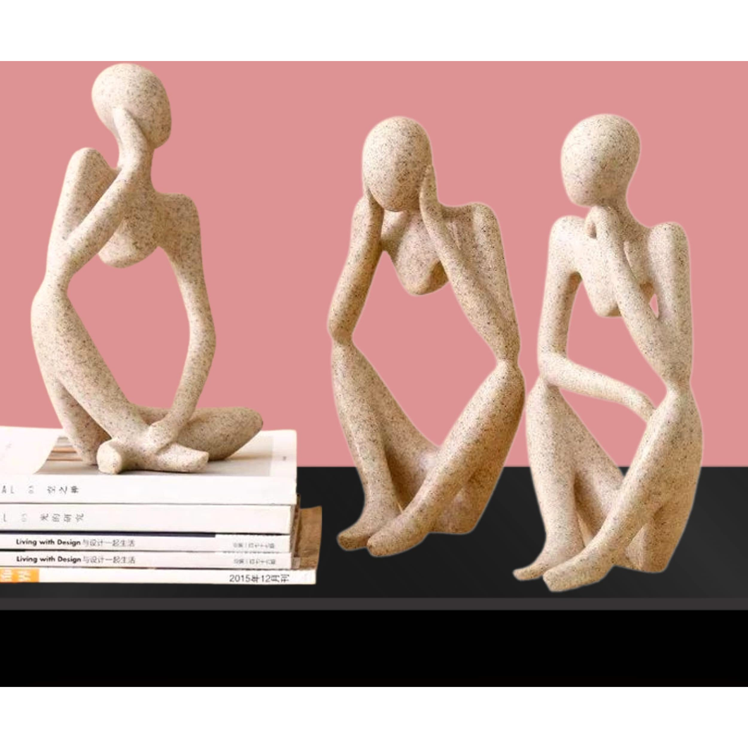 Mariners Creation Premium Home Decor showpiece- Set of Three Modern Art Thinker showpiece for Living Room | Home Decor Items | House Warming Gift 9x6x12.5cm