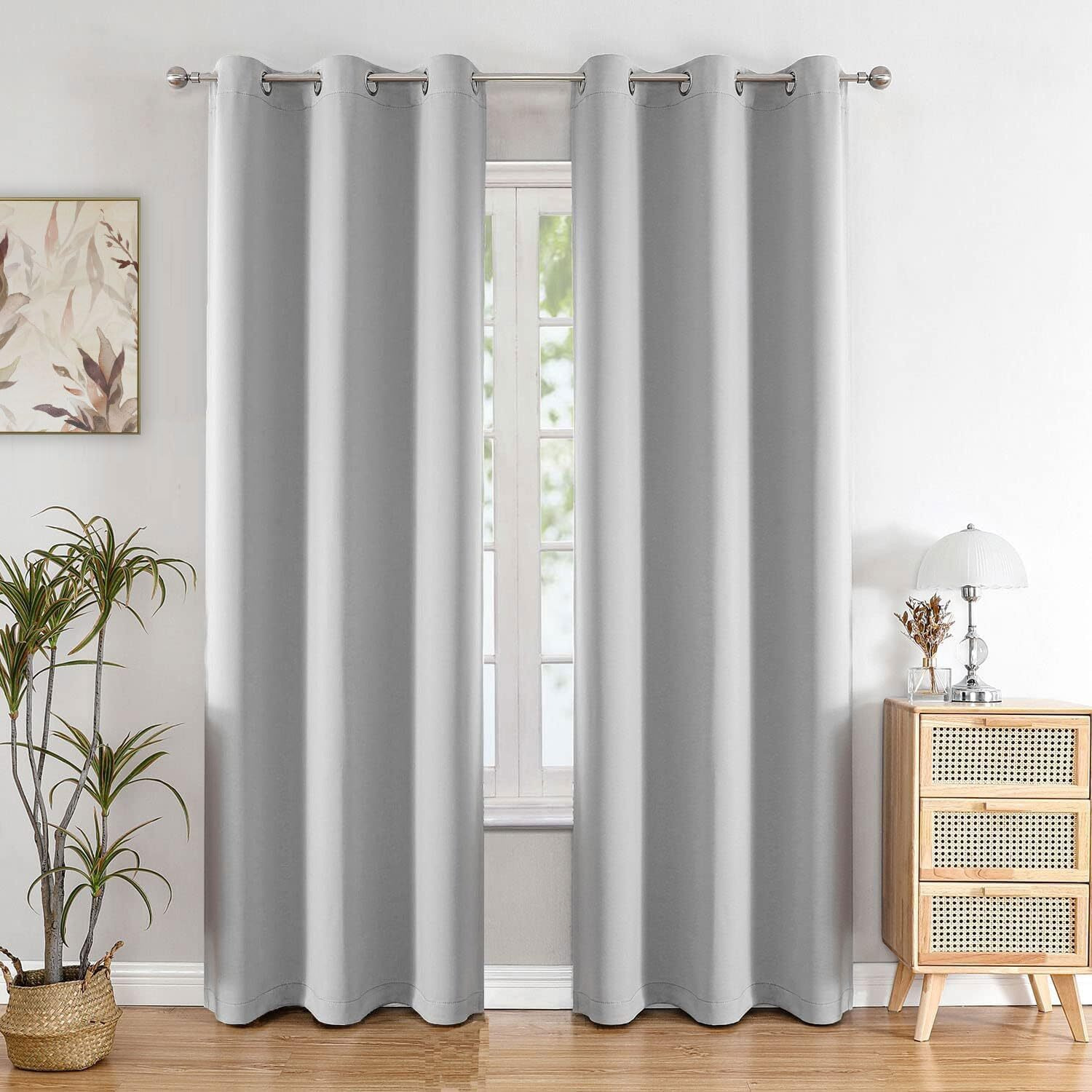 HOMEMONDE 71% Room Darkening Curtain - 4 Feet Small Window 48 Inch Long Thermal Insulated, Heavy Panels, Avacado Green