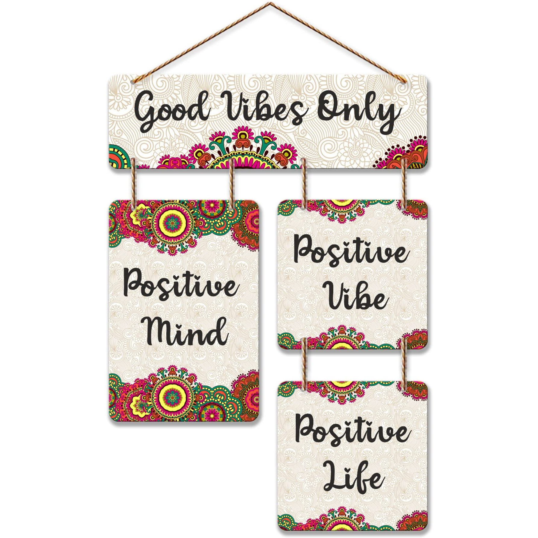 Art Vibes Good Vibes Only Decorative Wall Art Mdf Wooden Wall Hanging For Living Room | Bedroom | Home Decor | Office | Gift | Quotes Items House Decoration | Modern Art (Wh 6510N)