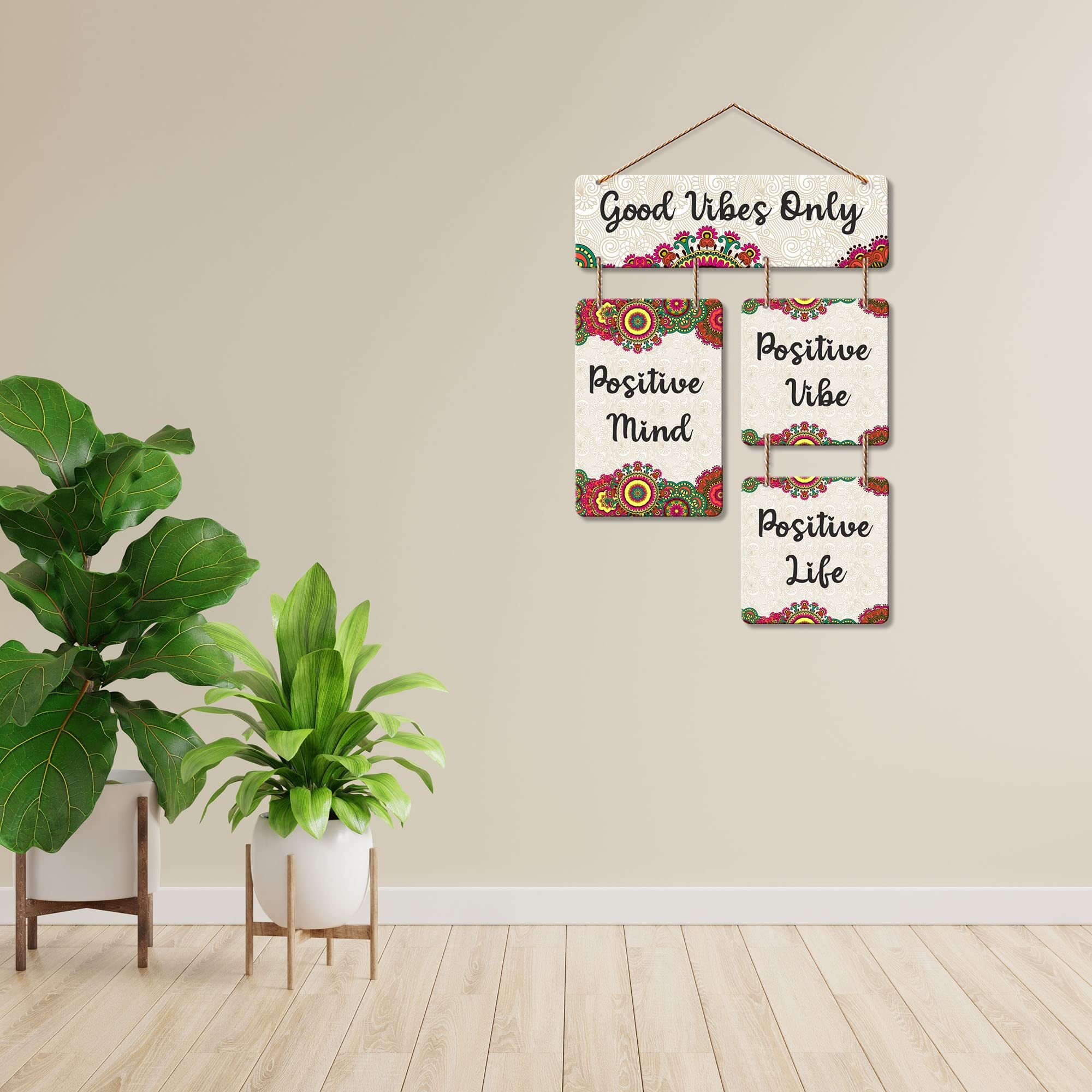 Art Vibes Good Vibes Only Decorative Wall Art Mdf Wooden Wall Hanging For Living Room | Bedroom | Home Decor | Office | Gift | Quotes Items House Decoration | Modern Art (Wh 6510N)