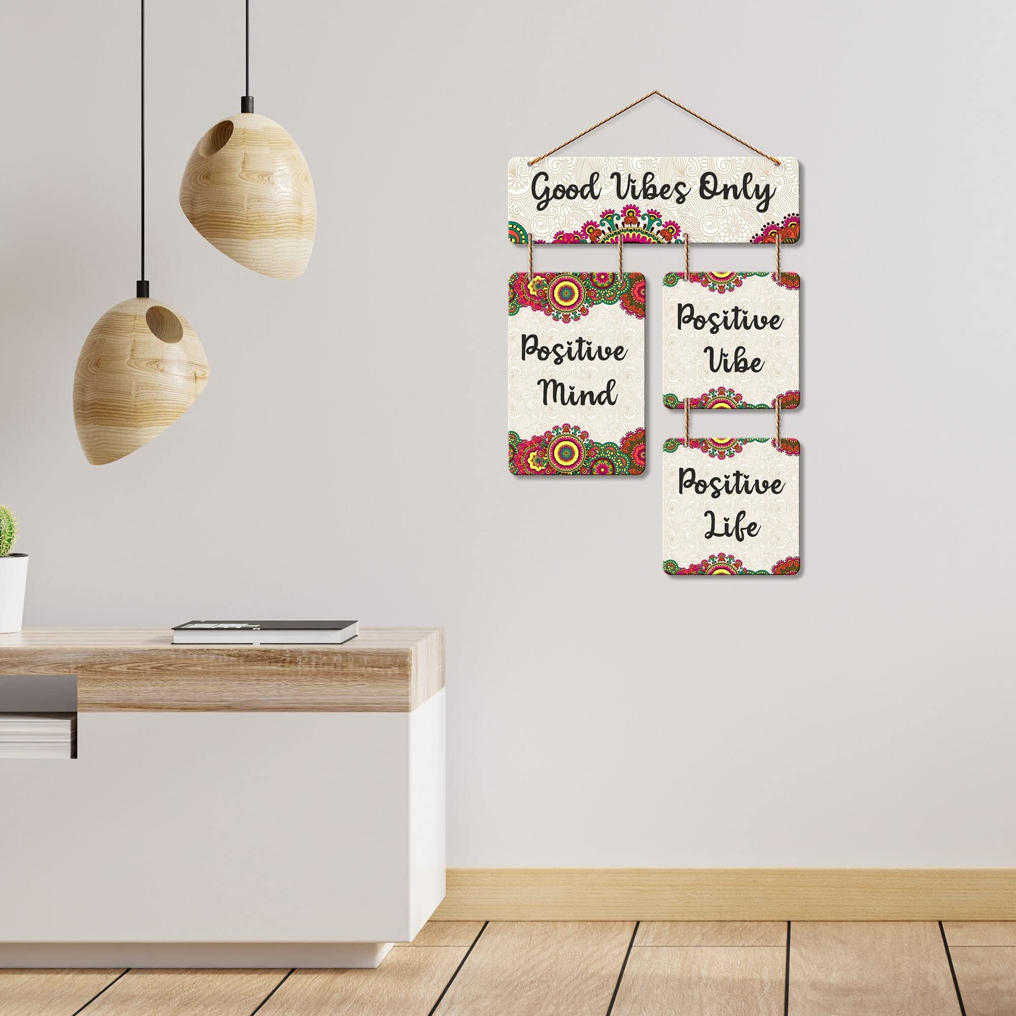 Art Vibes Good Vibes Only Decorative Wall Art Mdf Wooden Wall Hanging For Living Room | Bedroom | Home Decor | Office | Gift | Quotes Items House Decoration | Modern Art (Wh 6510N)