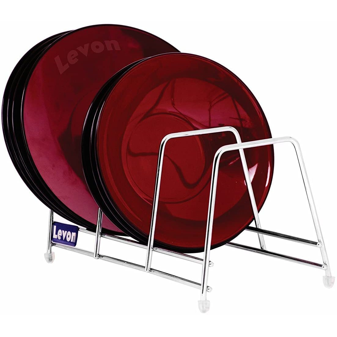 LIFE TIME Multipurpose Chrome Plated Stainless Steel Dish thali Plate Rack Holder Stand for Kitchen Utensil Rack, Pot lid Holder (3 Sections Plate Rack)