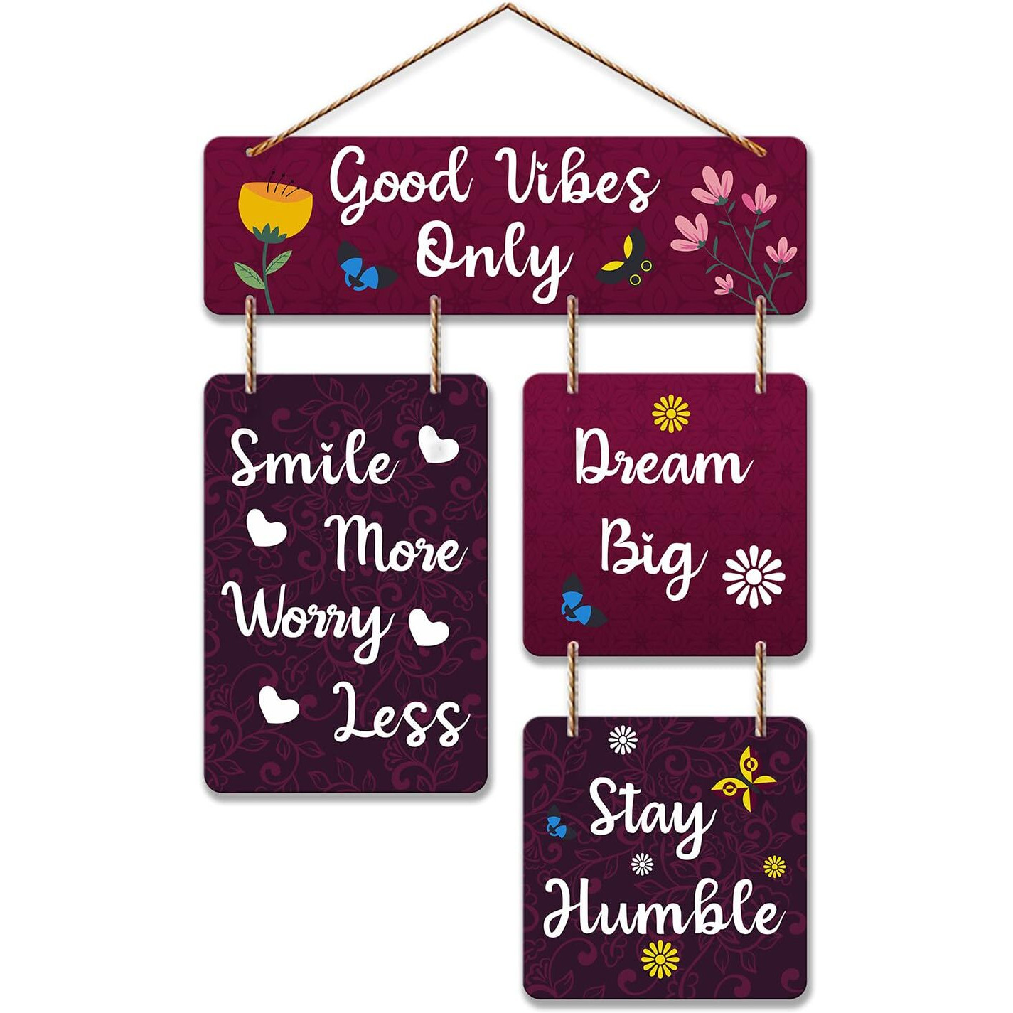 Art Vibes Decorative Wall Art Mdf Wooden Hanger For Living Room | Good Vibes Only | Bedroom | Home Decor | Office | Gift | Quotes Item | Wall Hanging For House Decoration | Wall Art(Wh_6502N)
