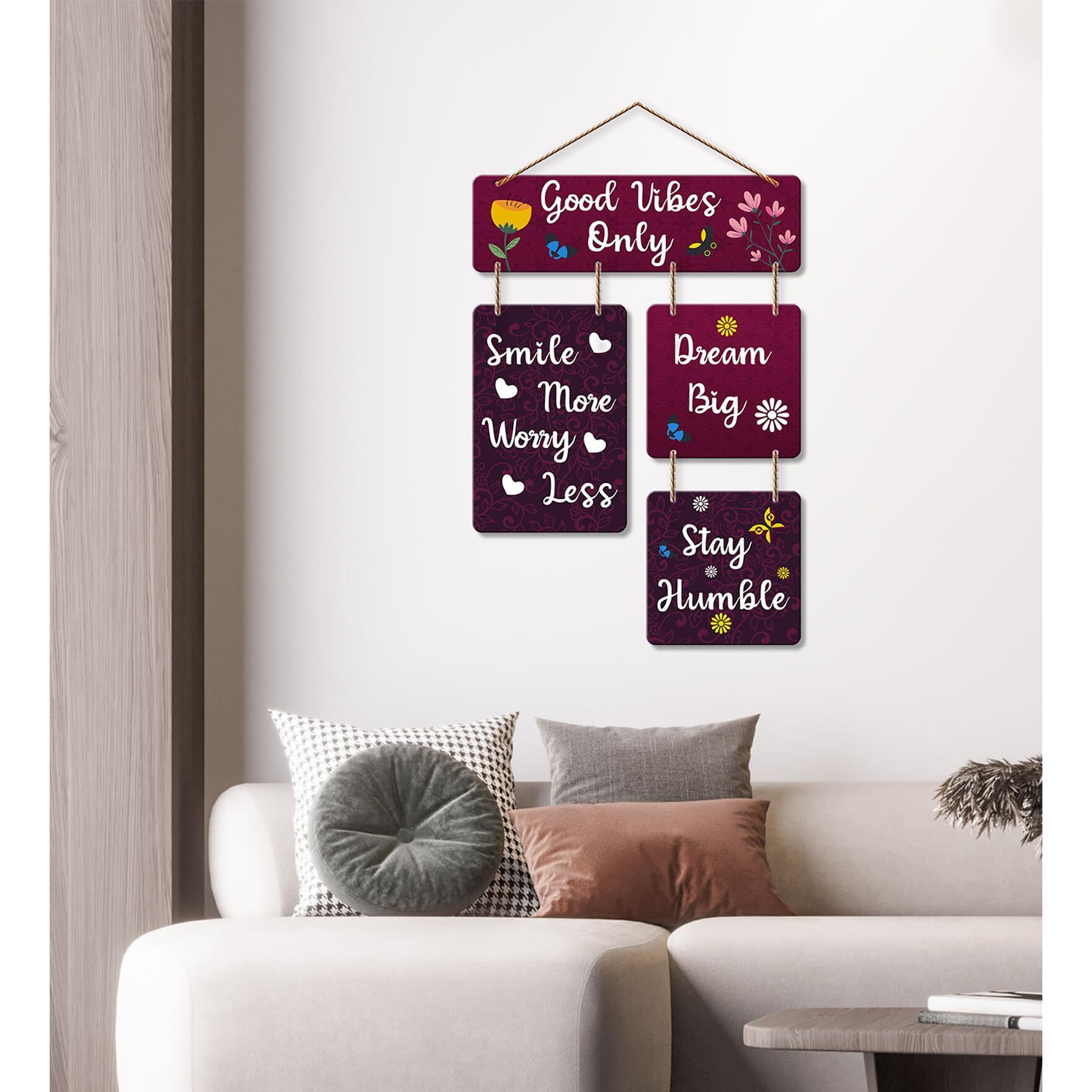 Art Vibes Decorative Wall Art Mdf Wooden Hanger For Living Room | Good Vibes Only | Bedroom | Home Decor | Office | Gift | Quotes Item | Wall Hanging For House Decoration | Wall Art(Wh_6502N)