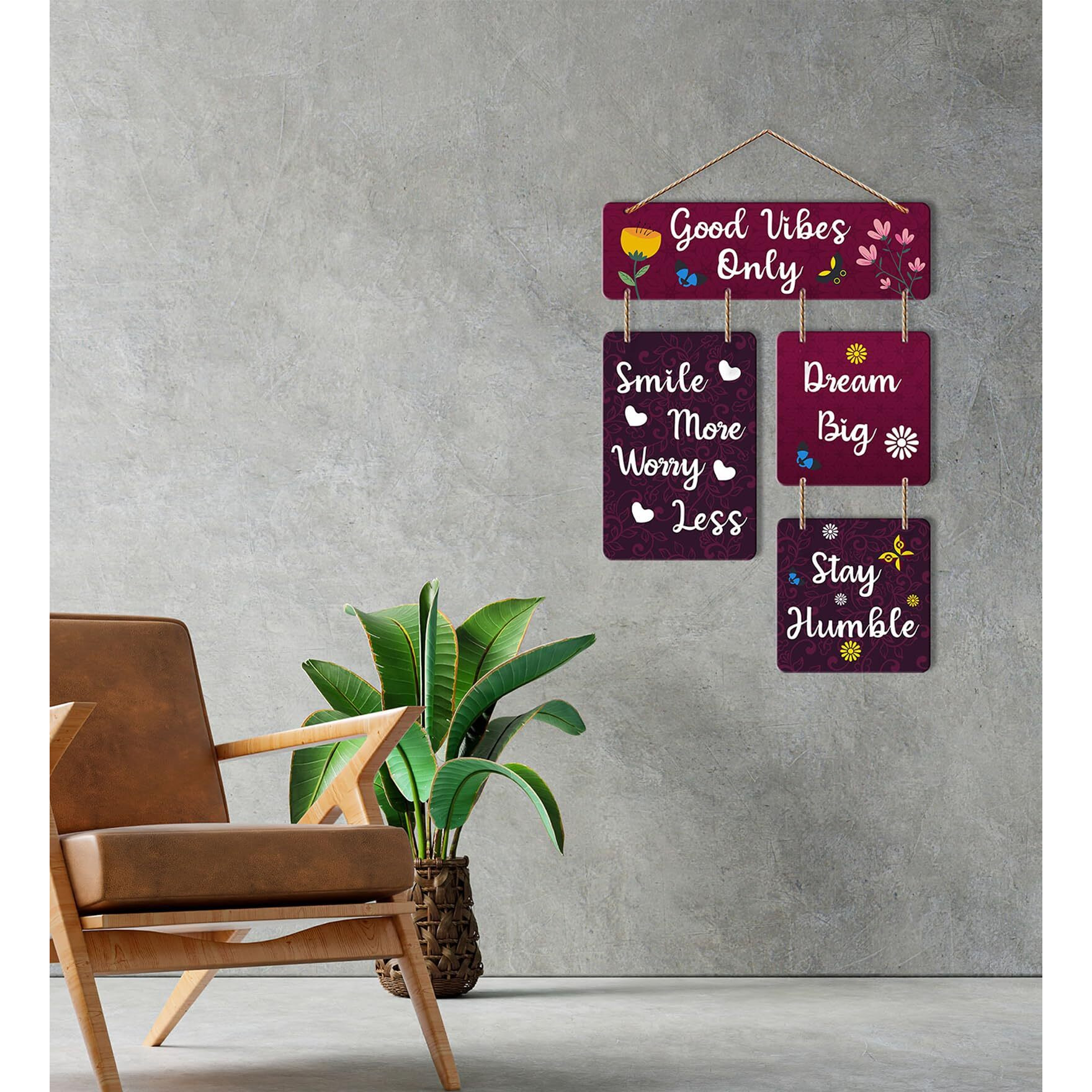 Art Vibes Decorative Wall Art Mdf Wooden Hanger For Living Room | Good Vibes Only | Bedroom | Home Decor | Office | Gift | Quotes Item | Wall Hanging For House Decoration | Wall Art(Wh_6502N)