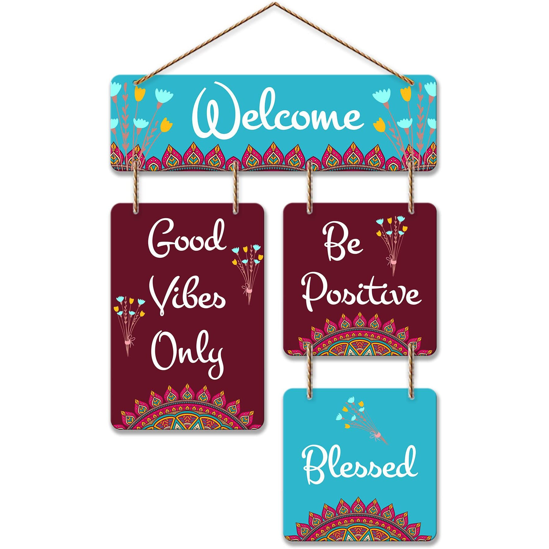 Art Vibes Welcome Quote Decorative Wall Art Mdf Wooden Wall Hanger For Living Room | Bedroom | Home Decor | Office | Gift| Wall Hanging For Home Decoration | Modern Art (Wh_6509N)