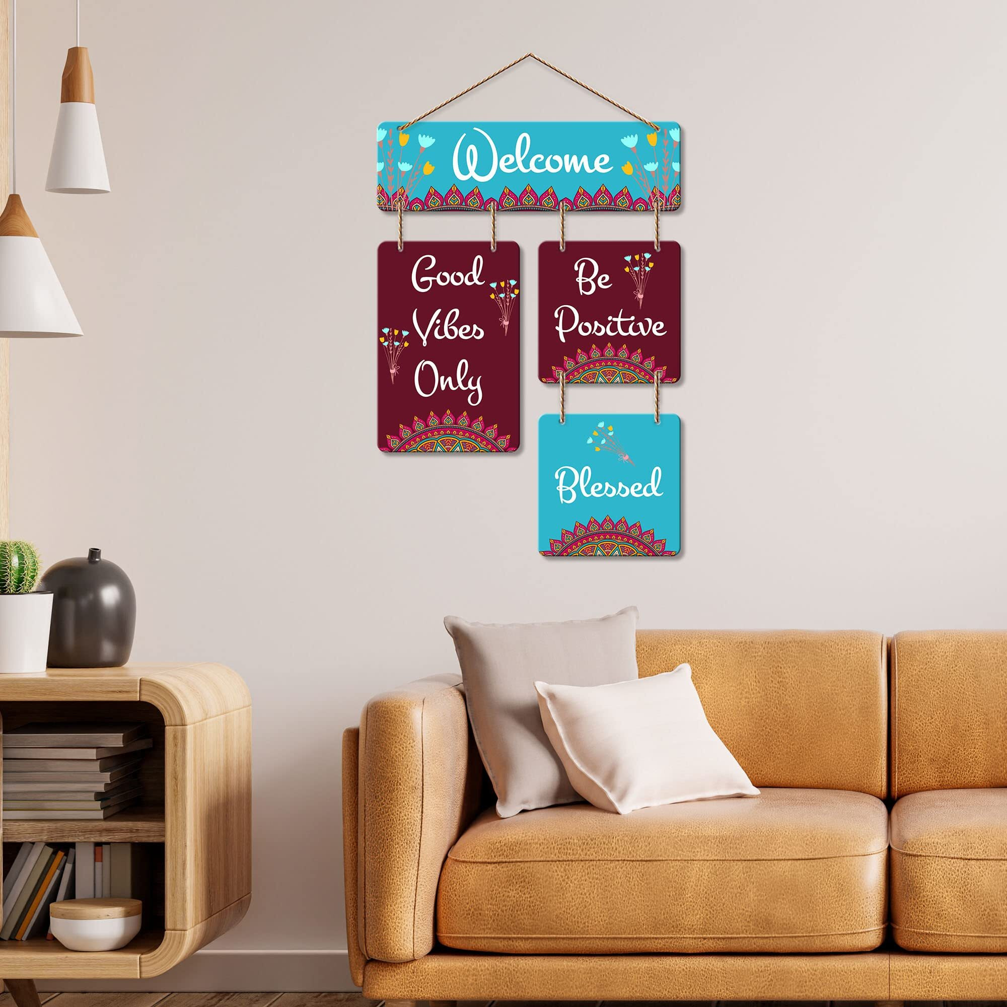 Art Vibes Welcome Quote Decorative Wall Art Mdf Wooden Wall Hanger For Living Room | Bedroom | Home Decor | Office | Gift| Wall Hanging For Home Decoration | Modern Art (Wh_6509N)
