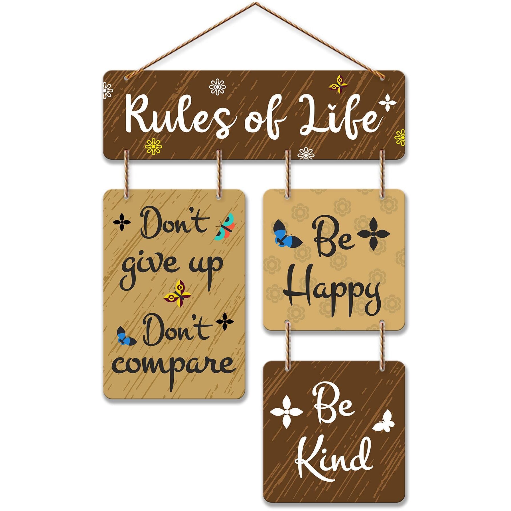 Art Vibes Rules Of Life Decorative Wall Art Wooden Wall Hanger For Living Room | Bedroom | Home Decor | Office | Gifts | Quotes Items | Wall Hanging For Home Decoration | Modern Art (Wh_6507N)