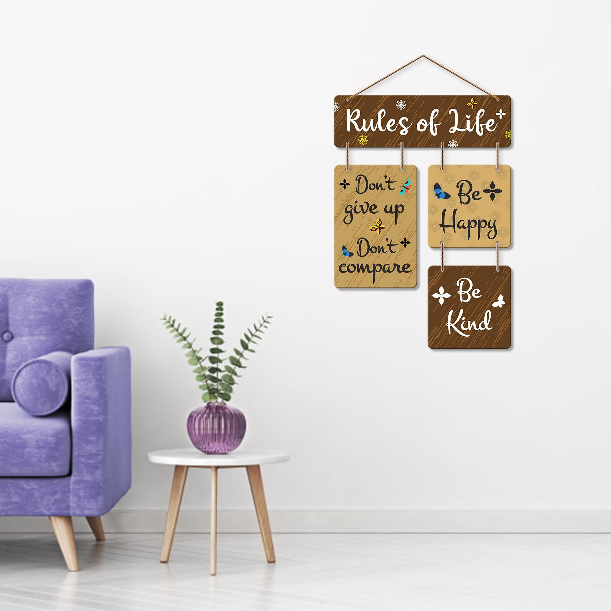 Art Vibes Rules Of Life Decorative Wall Art Wooden Wall Hanger For Living Room | Bedroom | Home Decor | Office | Gifts | Quotes Items | Wall Hanging For Home Decoration | Modern Art (Wh_6507N)