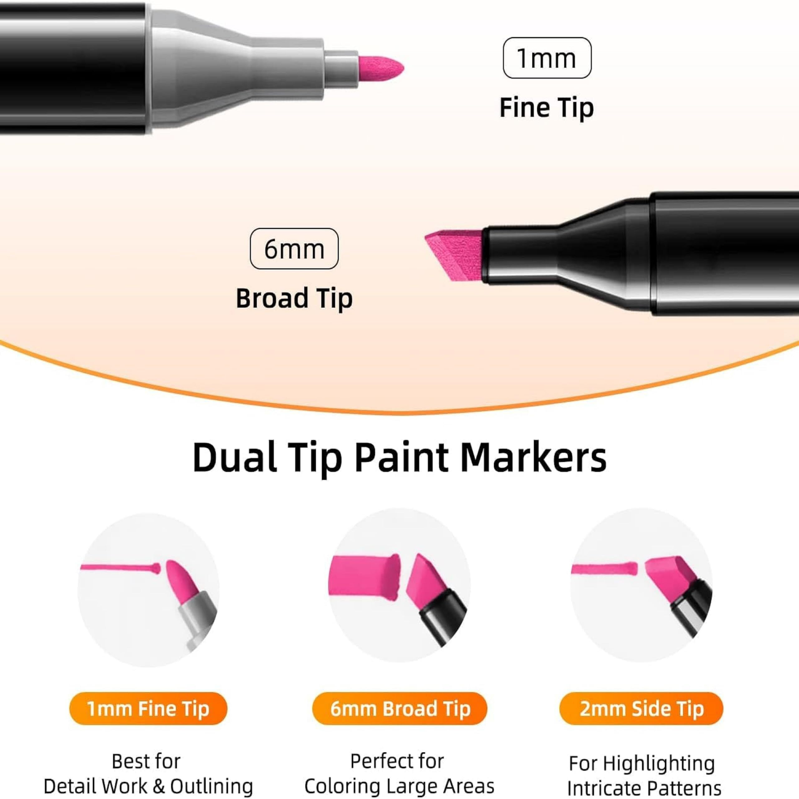 Lichee Dual Tip Art Markers 60 Colors with Carrying Case, Alcohol Art Markers Sketch Pens with Dual Tips Fine and Broad Chisel, Art Supplies for Coloring, Sketching, and Drawing (60)
