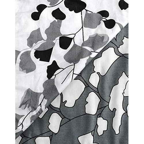 Trance Home Linen Pure Cotton Reversible Dohar Toddler Size | Cotton AC Quilt for Babies | Infants - New Born | Soft Light-Weight Bed Blanket 0-4 Years kids (140cm x 100cm, Grey White Leaves Abstract)