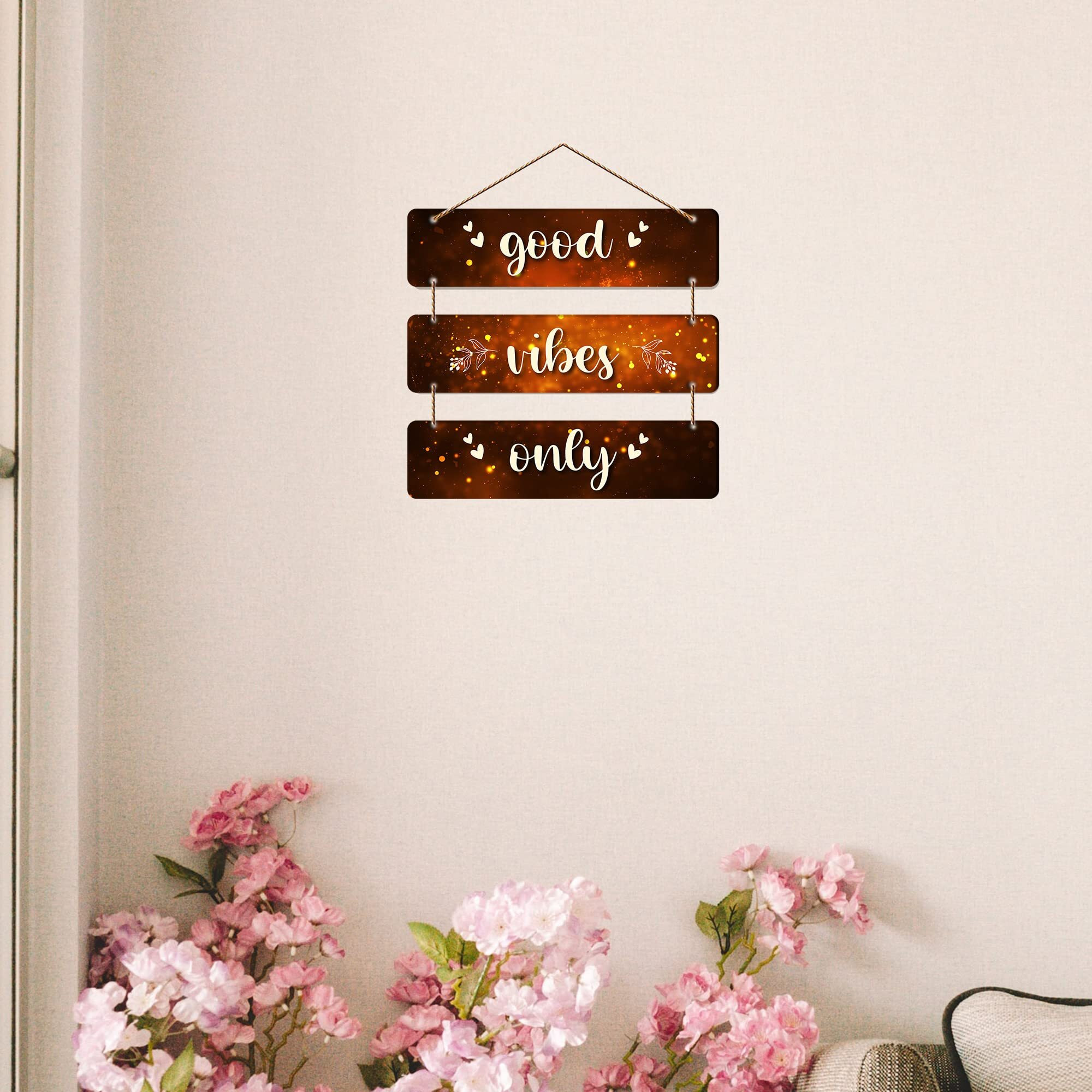 Art Vibes Good Vibes Only Wooden Wall Hanger For Home Decor | Office | Gifts | Bedroom | Living Room | Quotes Decorative Items | Wall Hangings For Home Decoration | Artworks (Wh_5301N)