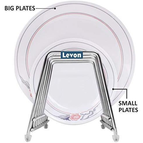 LIFE TIME Multipurpose Chrome Plated Stainless Steel Dish thali Plate Rack Holder Stand for Kitchen Utensil Rack, Pot lid Holder (6 Sections Thali Rack)