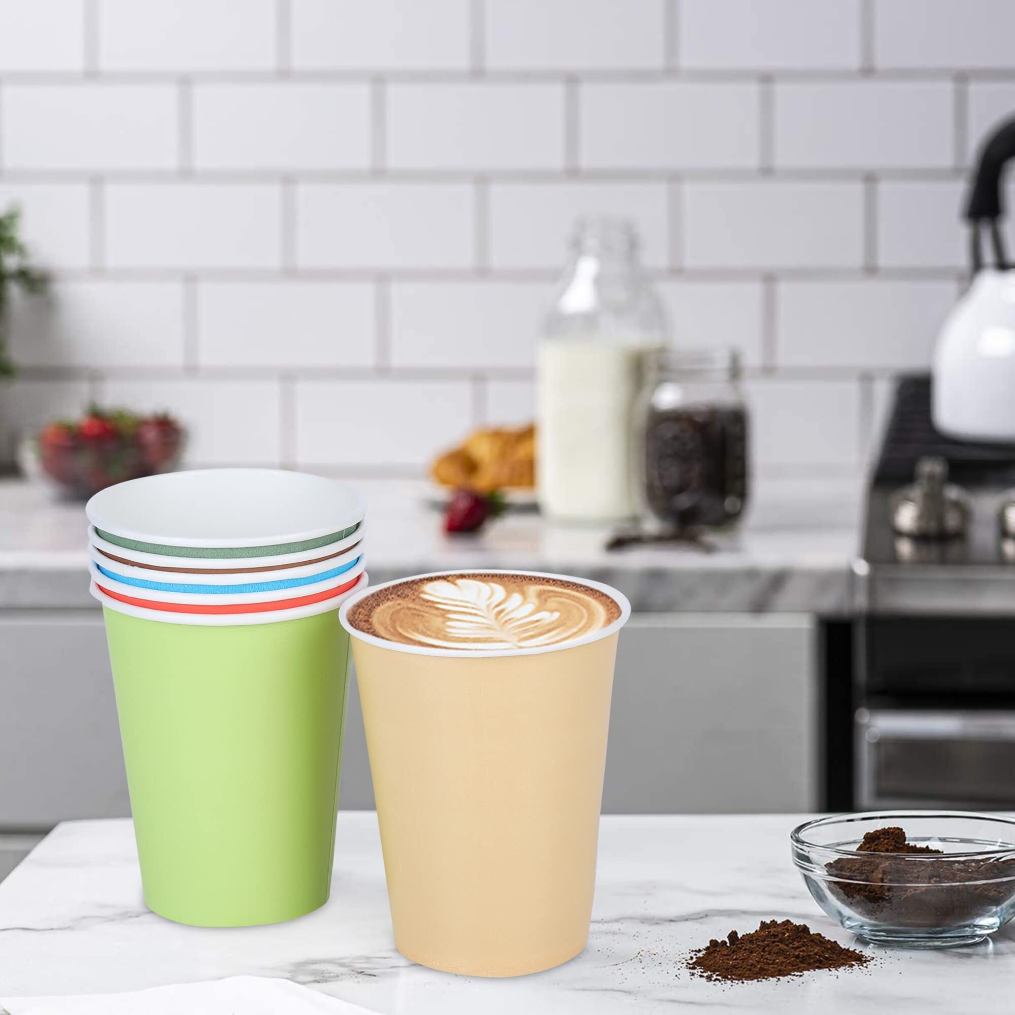 e kysa basics Paper Disposable Tea/Coffee Cups, Set of 50 pcs, 250 ml - Multicolor