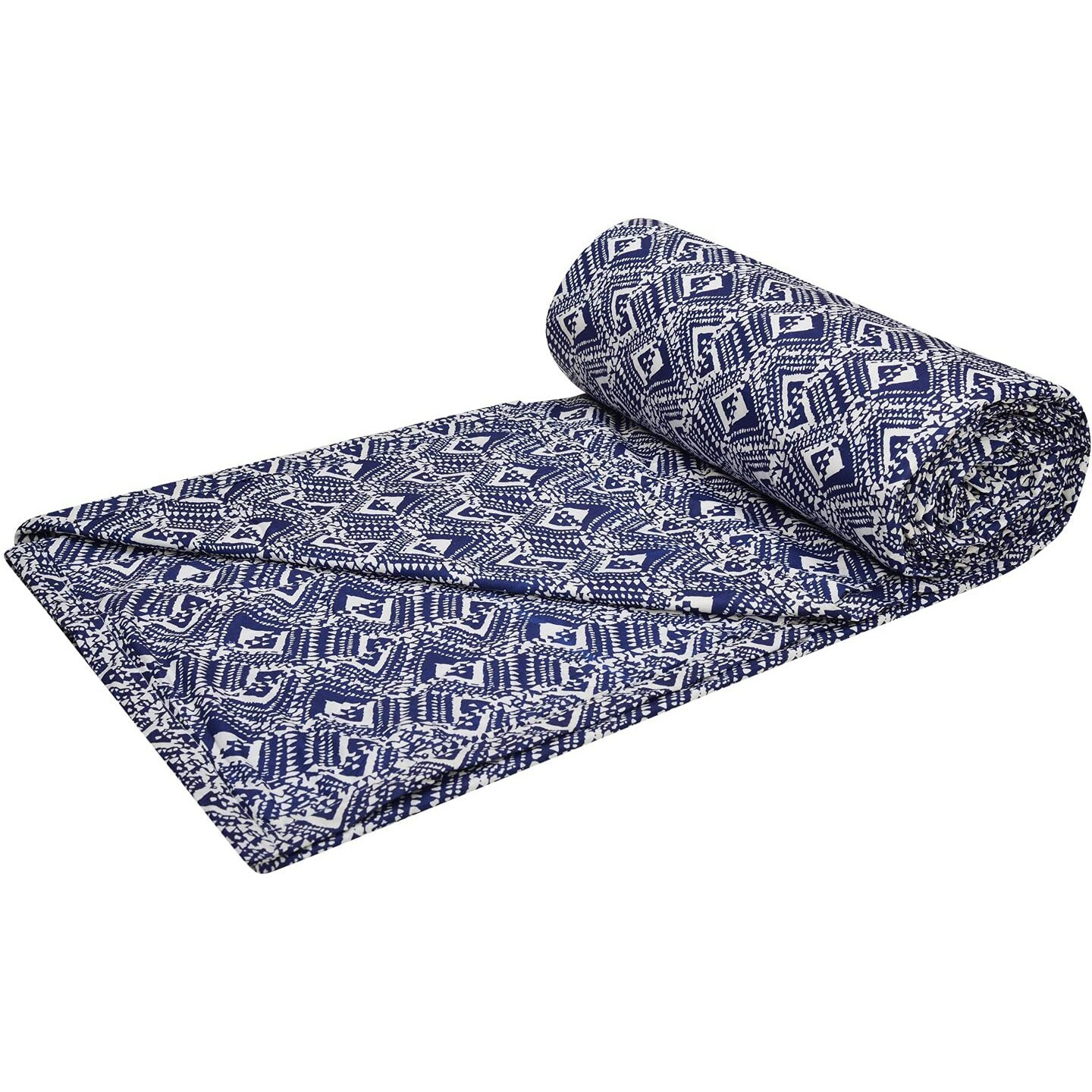 Trance Home Linen Pure Cotton Reversible Dohar Toddler Size | Cotton AC Quilt for Babies | Infants - New Born blanket | Soft Light-Weight Bed Blanket 0-4 Years kids (140cm x 100cm, Navy Blue Abstract)