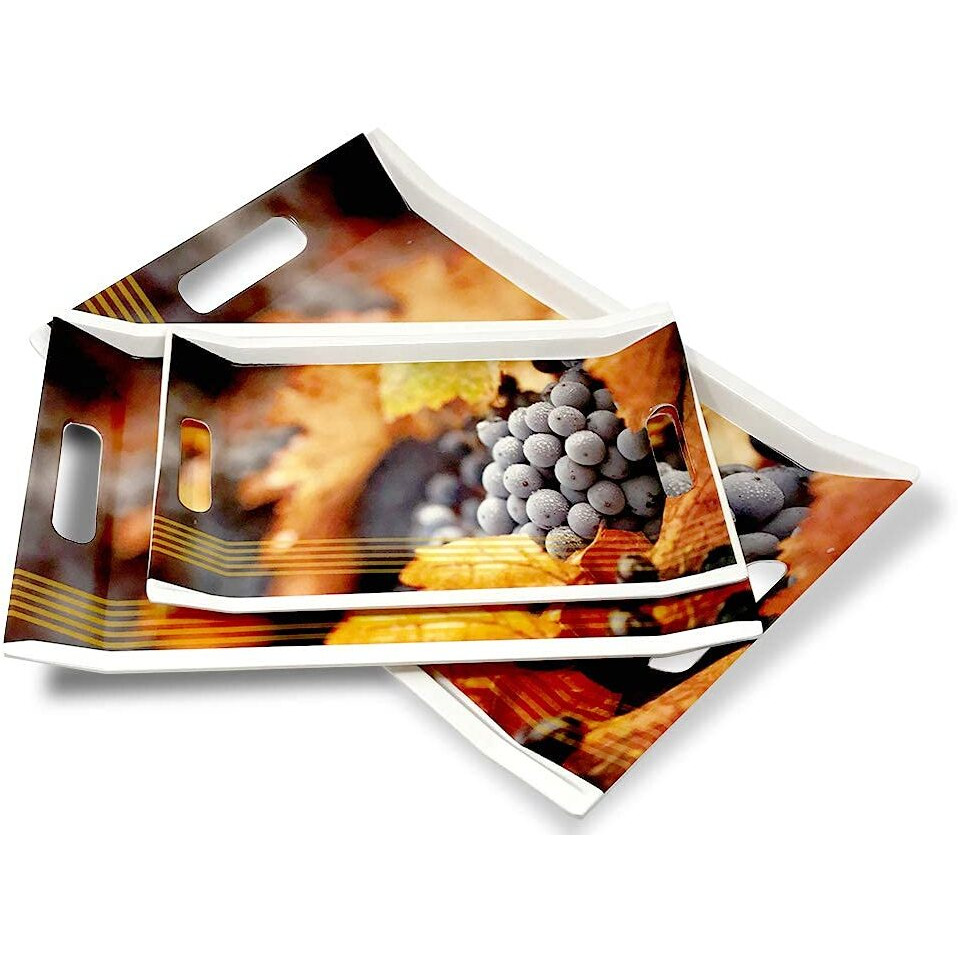 FEDOY Melamine Villori Series Serving Tray (Small, Medium and Large Size, Multicolor) - Set of 3
