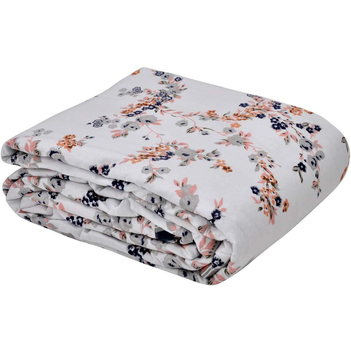Trance Home Linen Pure Cotton Reversible Dohar Toddler Size | Cotton AC Quilt for Babies | Infants - New Born blanket | Soft Light-Weight Bed Blanket 0-4 Years kids (140cm x 100cm, Grey Peach)