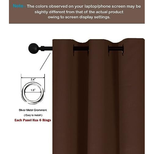 HOMEMONDE Blackout Curtains 97% Room Darkening - 7 Feet Door Curtain Drapes Thermal Insulated Thick Panels, Pack of 1 Dark Brown - 84 Inches