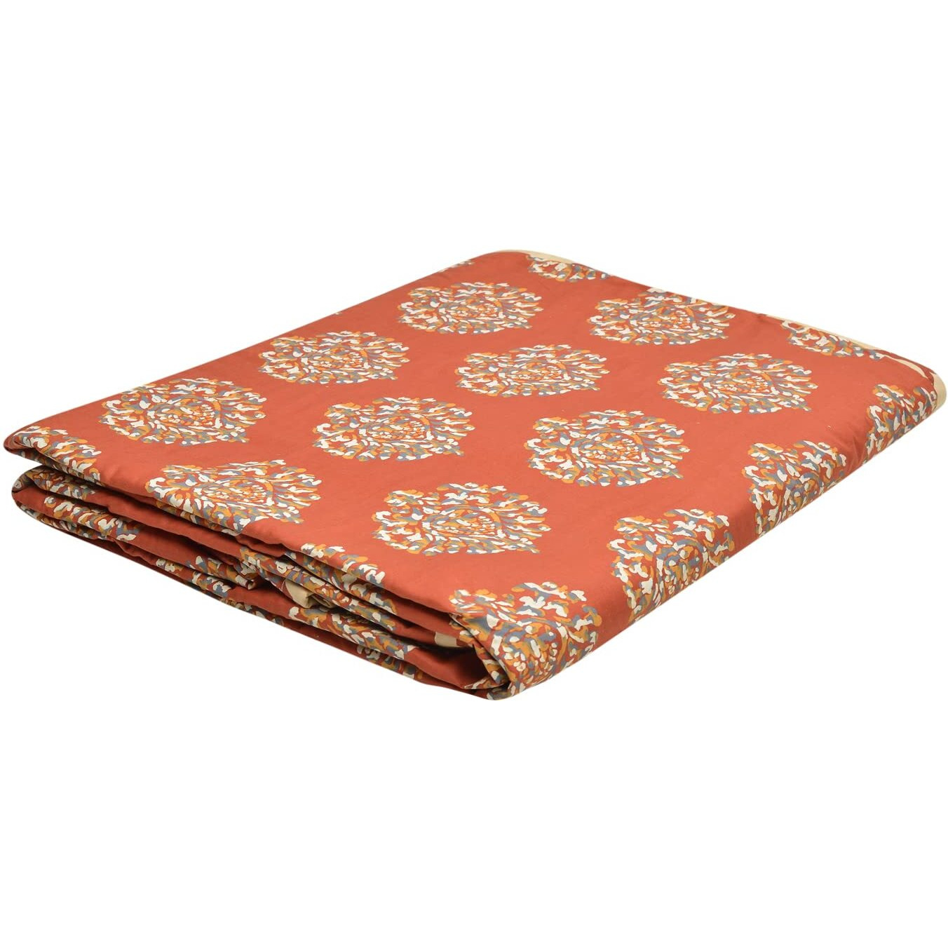 Trance Home Linen Pure Cotton Reversible Dohar Toddler Size | Cotton AC Quilt for Babies | Infants - New Born blanket | Soft Light-Weight Bed Blanket 0-4 Years kids (140cm x 100cm, Damask Clay Red)
