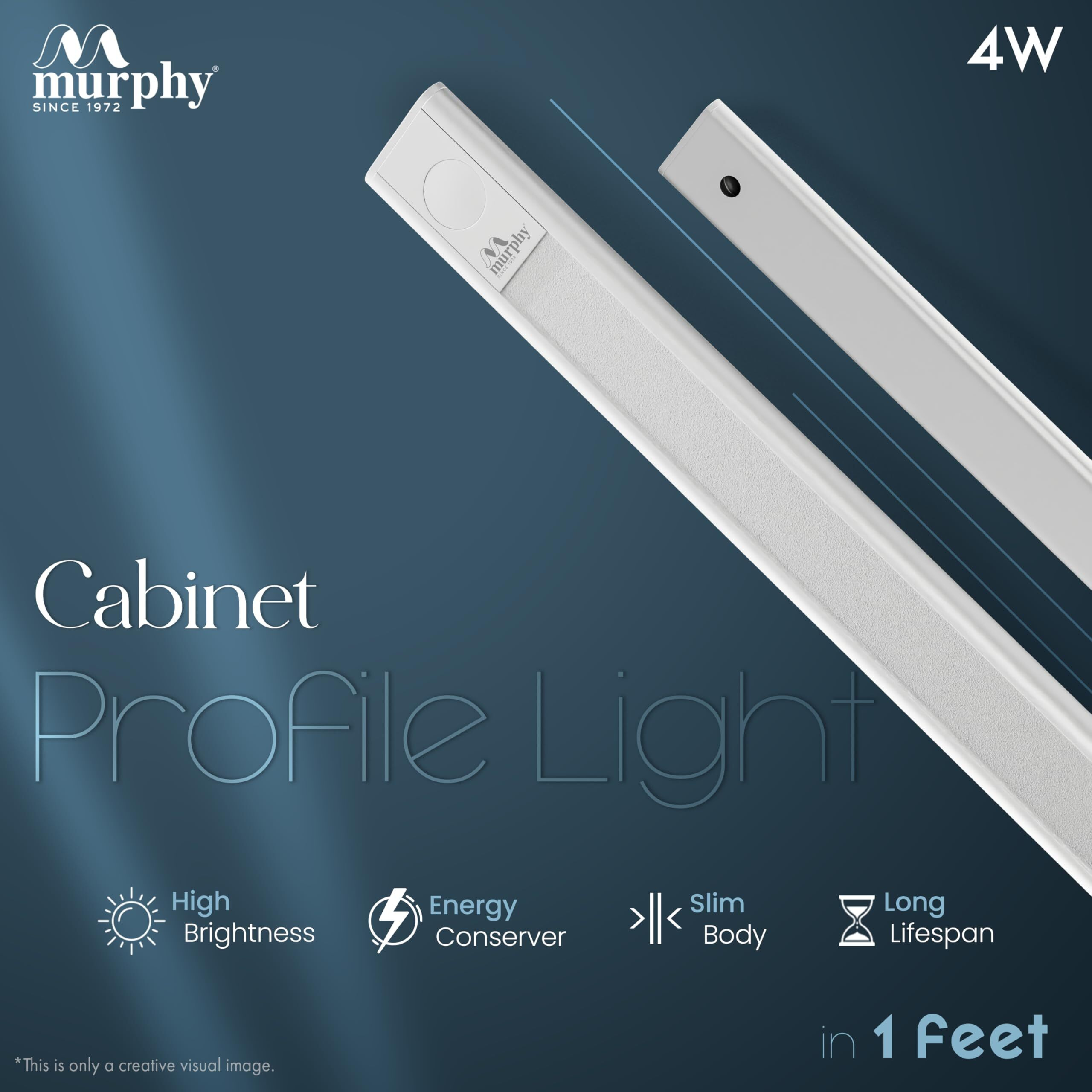 Murphy 1 Feet LED Under Cabinet Lighting, 4W Under Cabinet and Under Counter Lighting, LED Profile Light  Warm White, Pack of 2