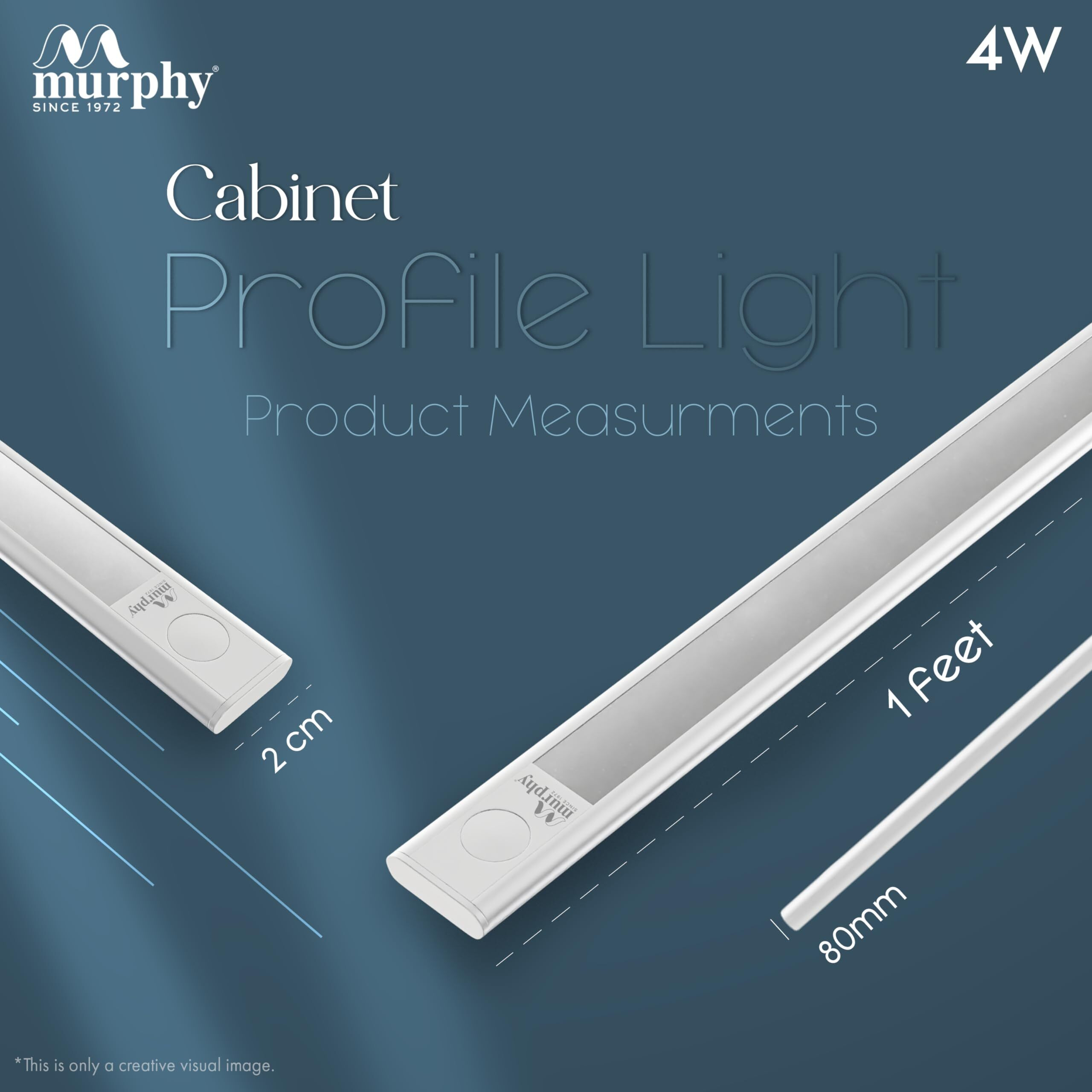 Murphy 1 Feet LED Under Cabinet Lighting, 4W Under Cabinet and Under Counter Lighting, LED Profile Light  Warm White, Pack of 2
