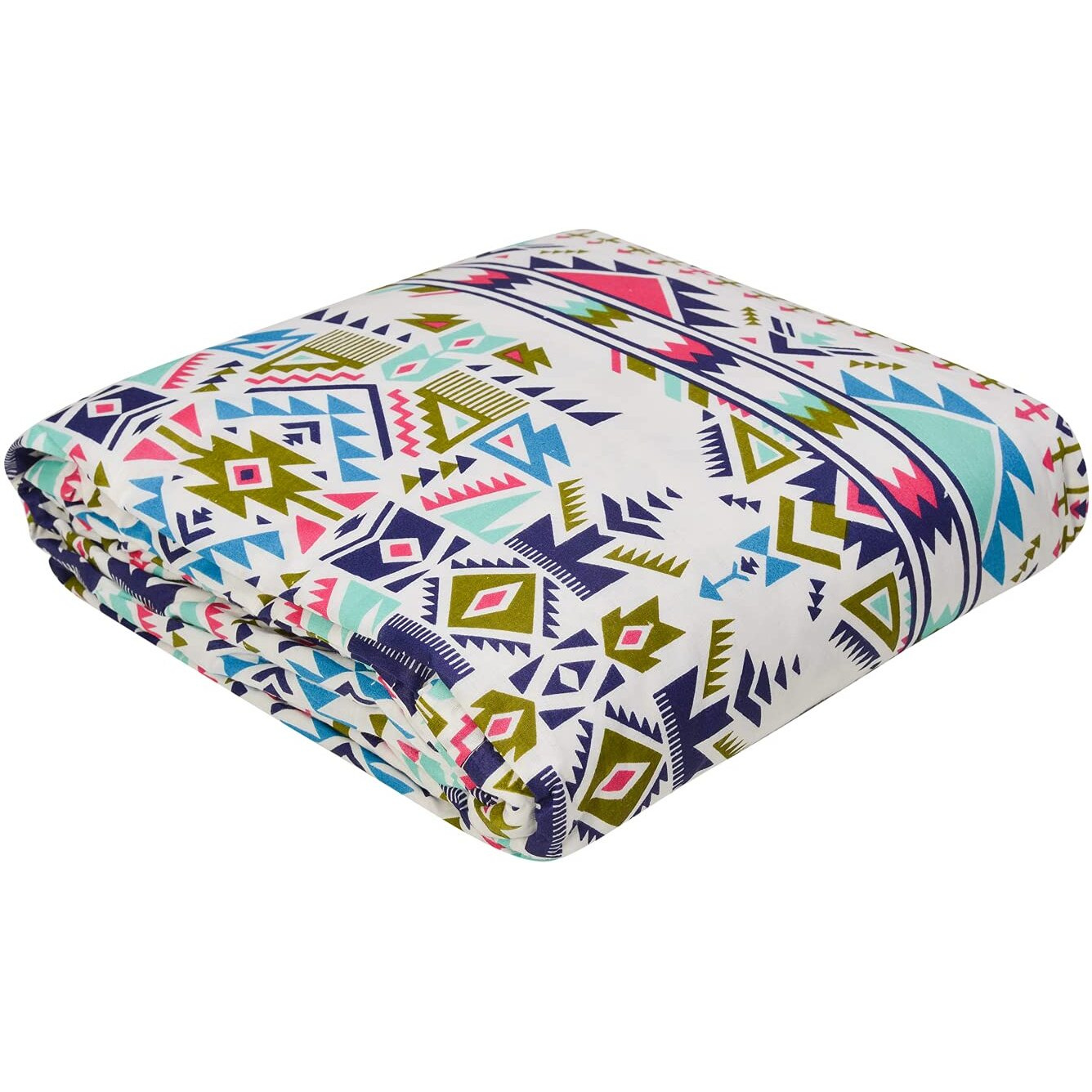 Trance Home Linen Pure Cotton Reversible Dohar Toddler Size | Cotton AC Quilt for Babies | Infants - New Born blanket | Soft Light-Weight Bed Blanket 0-4 Years kids (140cm x 100cm, Aztec Sea Blue)