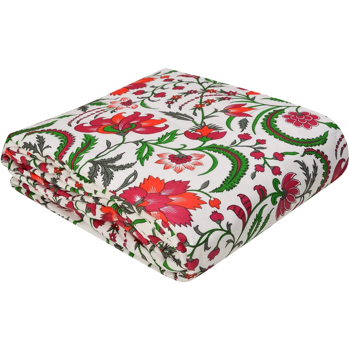Trance Home Linen Pure Cotton Reversible Dohar Toddler Size | Cotton AC Quilt for Babies | Infants - New Born blanket | Soft Light-Weight Bed Blanket 0-4 Years kids (140cm x 100cm, Firdaus Red)