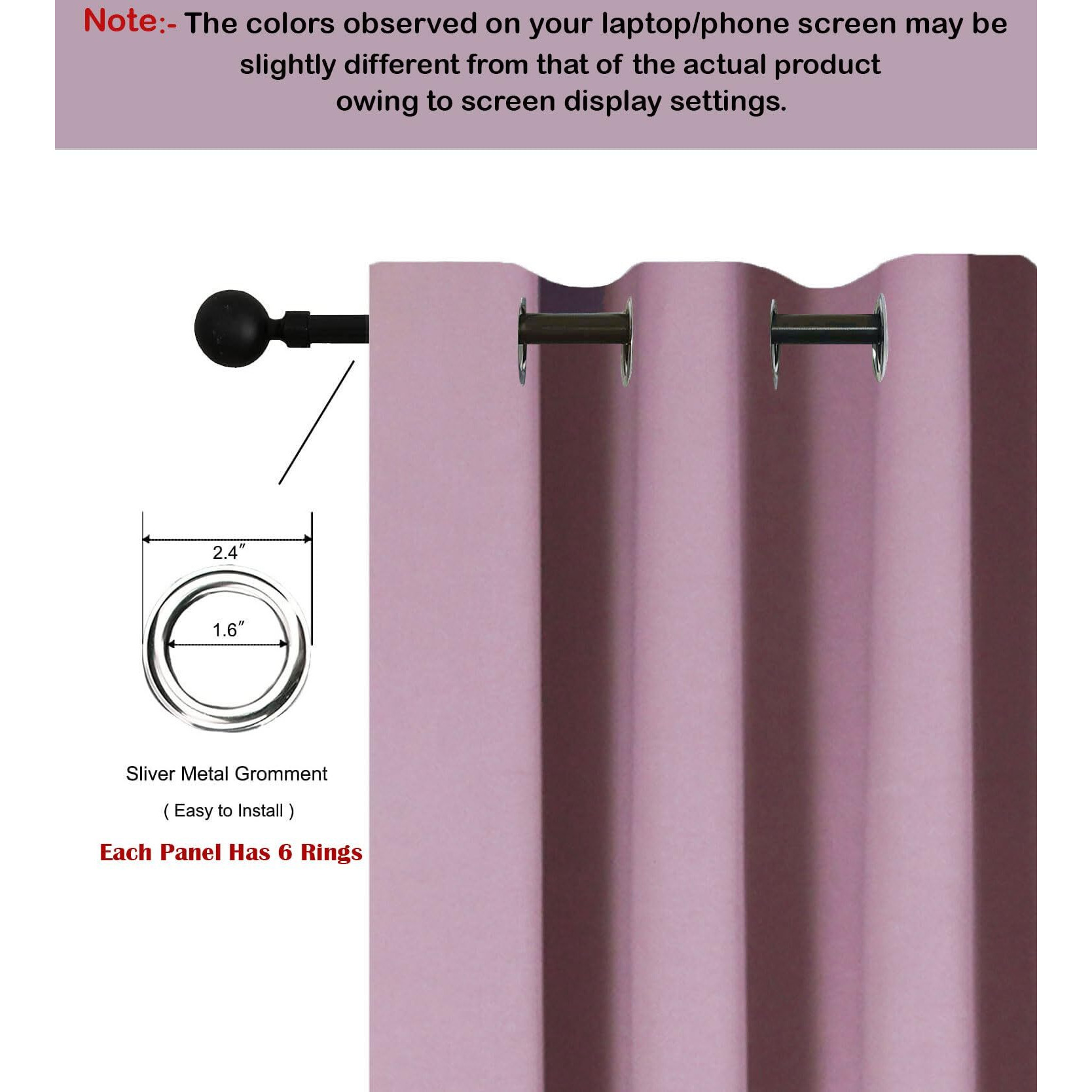 HOMEMONDE 5 Feet Window 75% Room Darkening Blackout Curtains - Pack of 1 Thermal Insulated, Heavy Blackouts, 60 Inches - Dark Lavender
