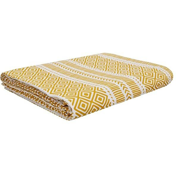 Trance Home Linen Pure Cotton Reversible Dohar Toddler Size | Cotton AC Quilt for Babies | Infants - New Born| Soft Light-Weight Bed Blanket 0-4 Years kids (140cm x 100cm, Aztec Mustard Yellow)