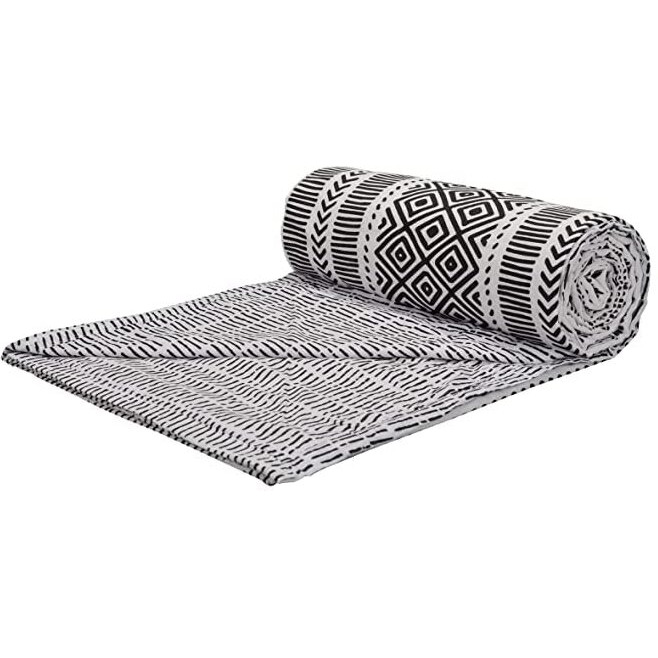 Trance Home Linen Pure Cotton Reversible Dohar Toddler Size | Cotton AC Quilt for Babies | Infants - New Born blanket | Soft Light-Weight Bed Blanket 0-4 Years kids (140cm x 100cm, Aztec Black)