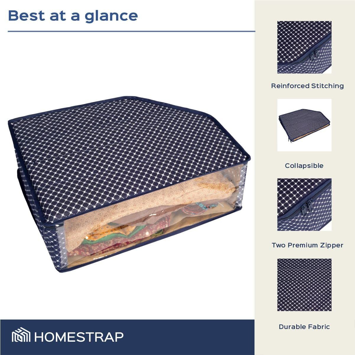 Homestrap Cotton Quilted Blouse Cover - Pack of 4 - Navy Blue