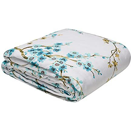 Trance Home Linen Pure Cotton Reversible Dohar Toddler Size | Cotton AC Quilt for Babies | Infants - New Born blanket | Soft Light-Weight Bed Blanket 0-4 Years kids (140cm x 100cm, Akira Turquoise)