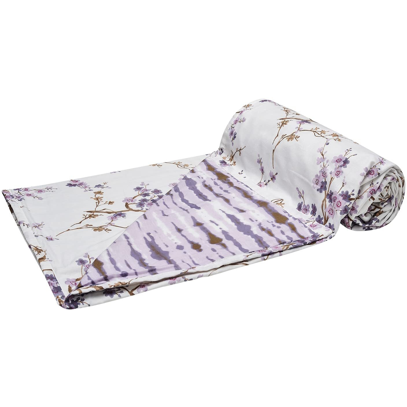 Trance Home Linen Pure Cotton Reversible Dohar Toddler Size | Cotton AC Quilt for Babies | Infants - New Born blanket | Soft Light-Weight Bed Blanket 0-4 Years kids (140cm x 100cm, Akira Lavender)